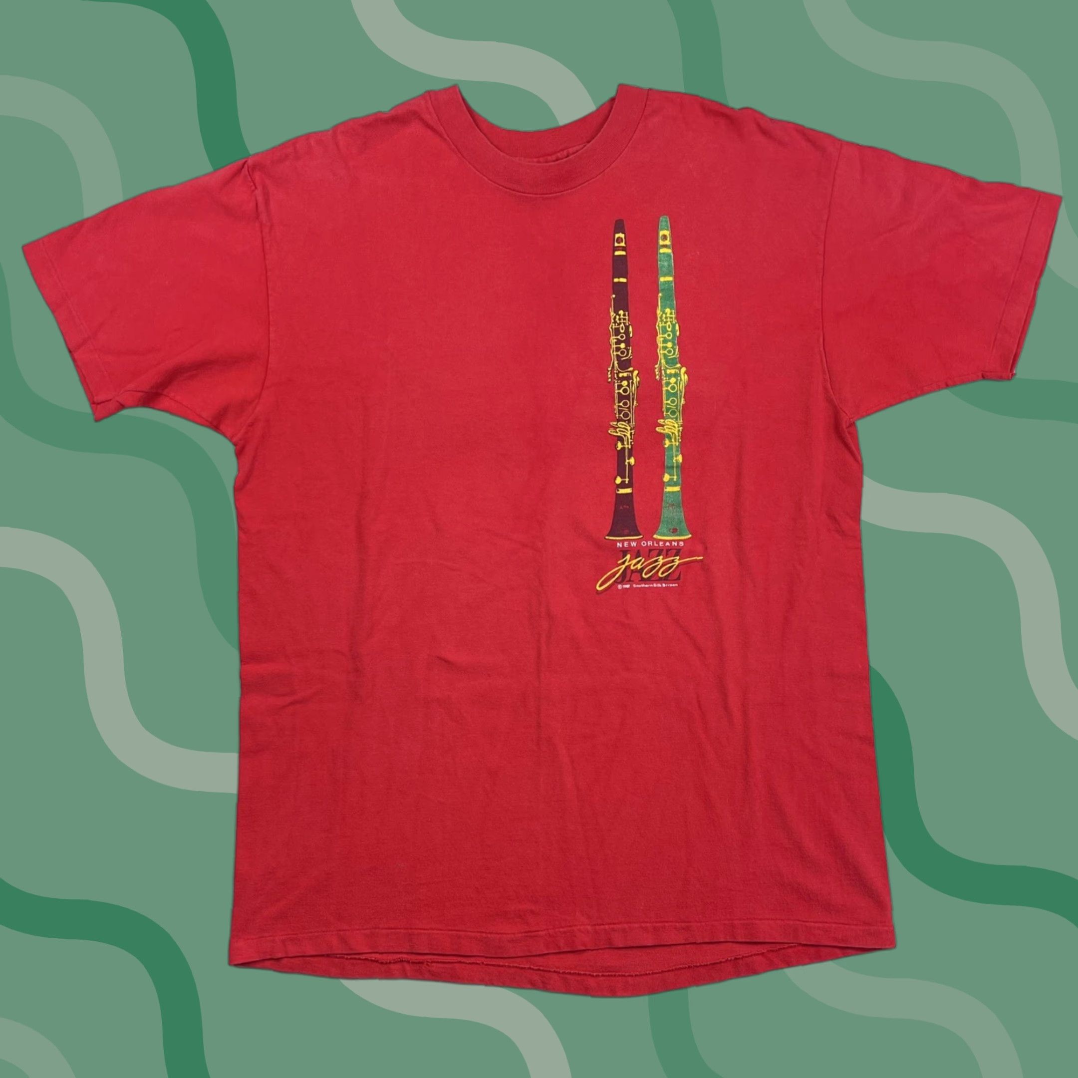 Hanes VINTAGE Hanes T-Shirt Jazz Festival 80s New Orleans Red Crew Neck Short Sleeve Double-Sided L Men Adult Official Logo 1987 USA Mens Size US L / EU 52-54 / 3 - 1 Thumbnail
