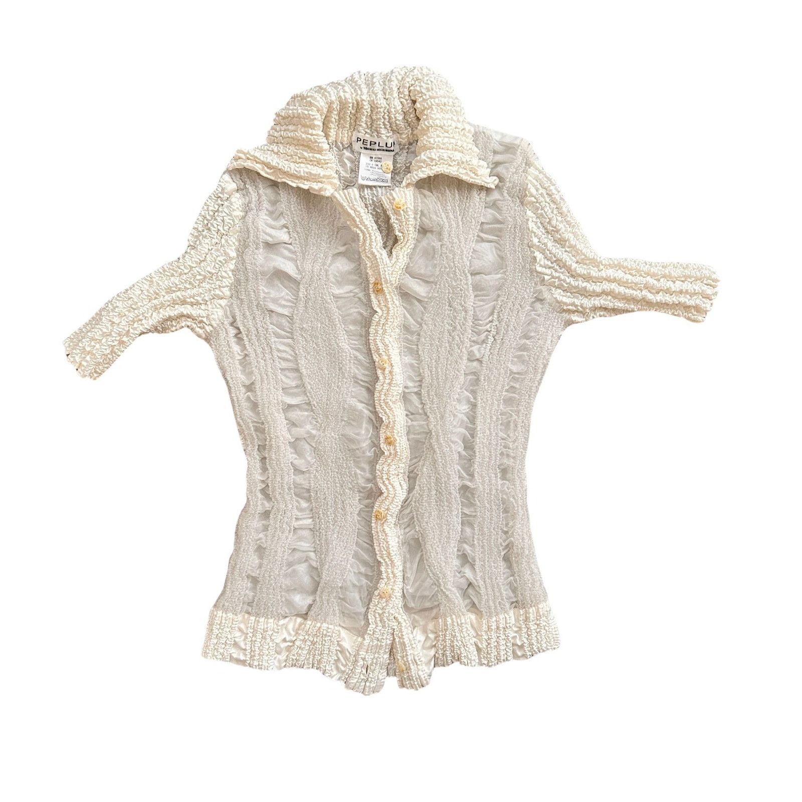 Junya Watanabe Vintage Peplum by Yoshiki Hishinuma Crinkle Pleated Blouse Size S / US 4 / IT 40 - 7 Thumbnail
