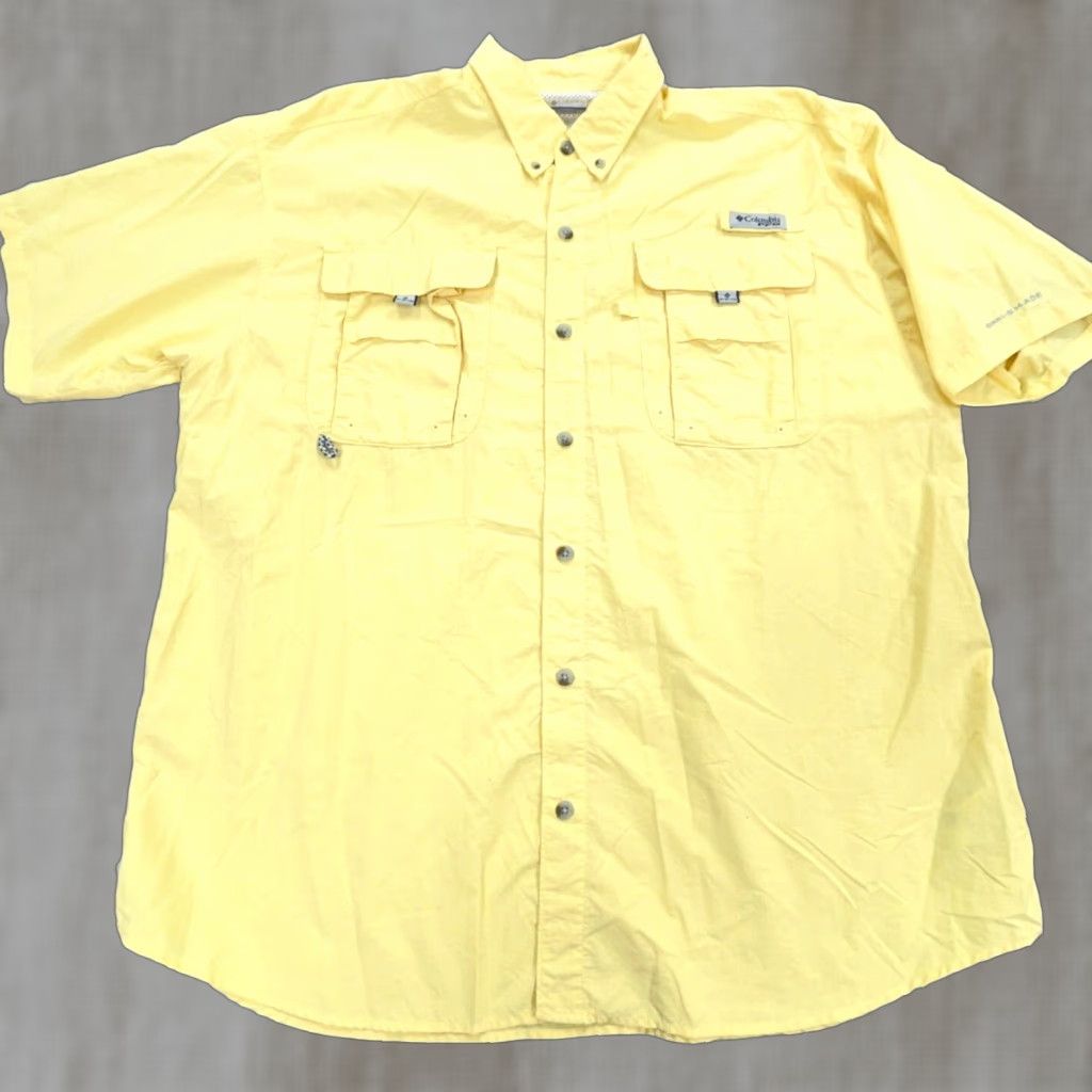 Vintage Columbia PFG Shirt Men Large Yellow Button Up Camp Outdoors Performance Nylon Size US L / EU 52-54 / 3 - 1 Thumbnail