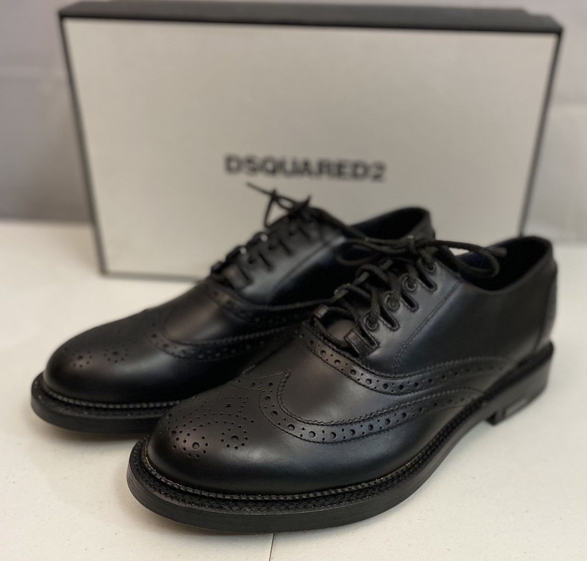Dsquared2 Dsquared2 🇮🇹 Black Leather Wingtip Handmade Brogue 10 NEW Size US 10 / EU 43 - 6 Thumbnail