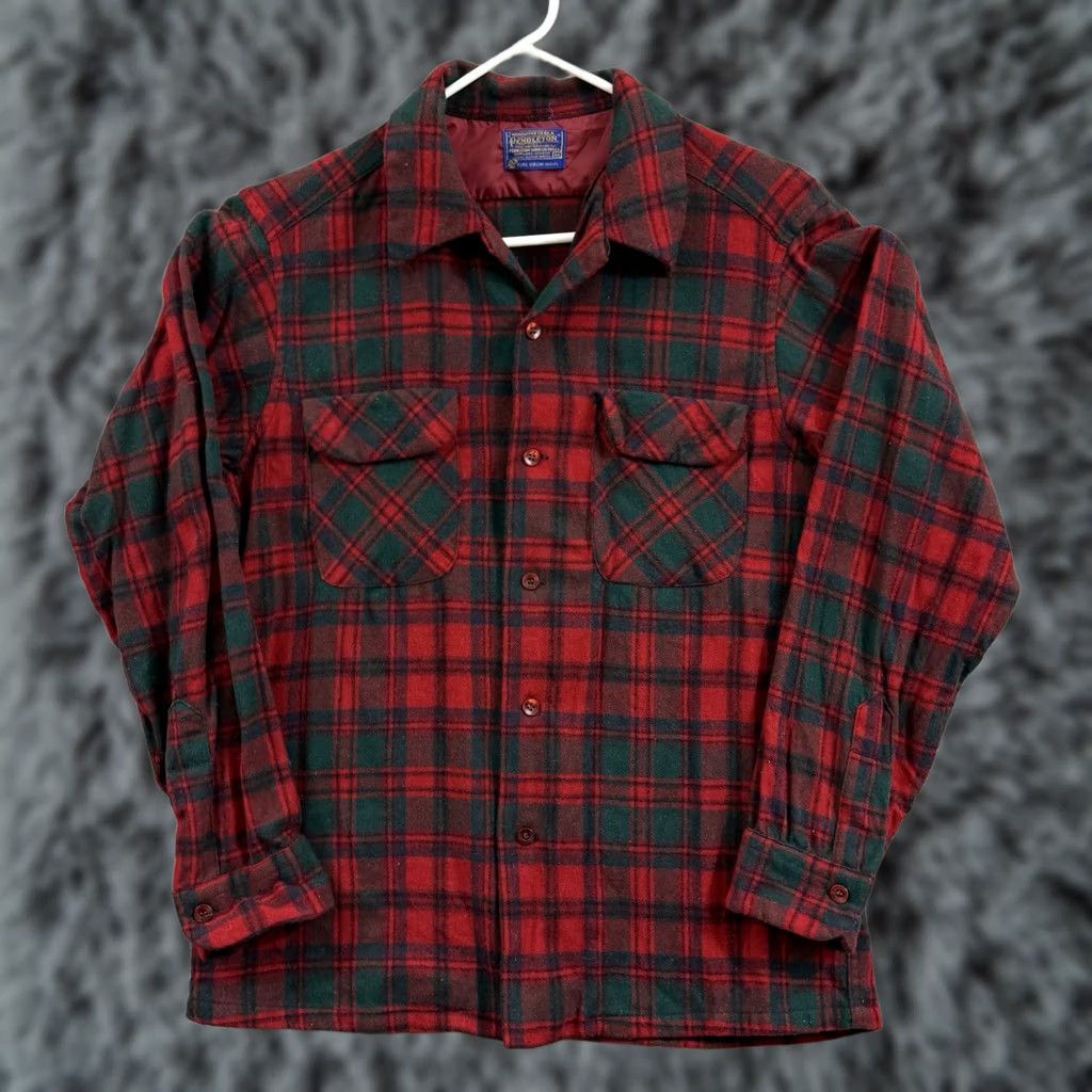 Pendleton VINTAGE Pendleton Wool Flannel Shirt Mens M Red 80s Check Plaid Button USA Shirt Mens M Red 80s Vintage Pendleton Board Shirt Size US M / EU 48-50 / 2 - 1 Thumbnail
