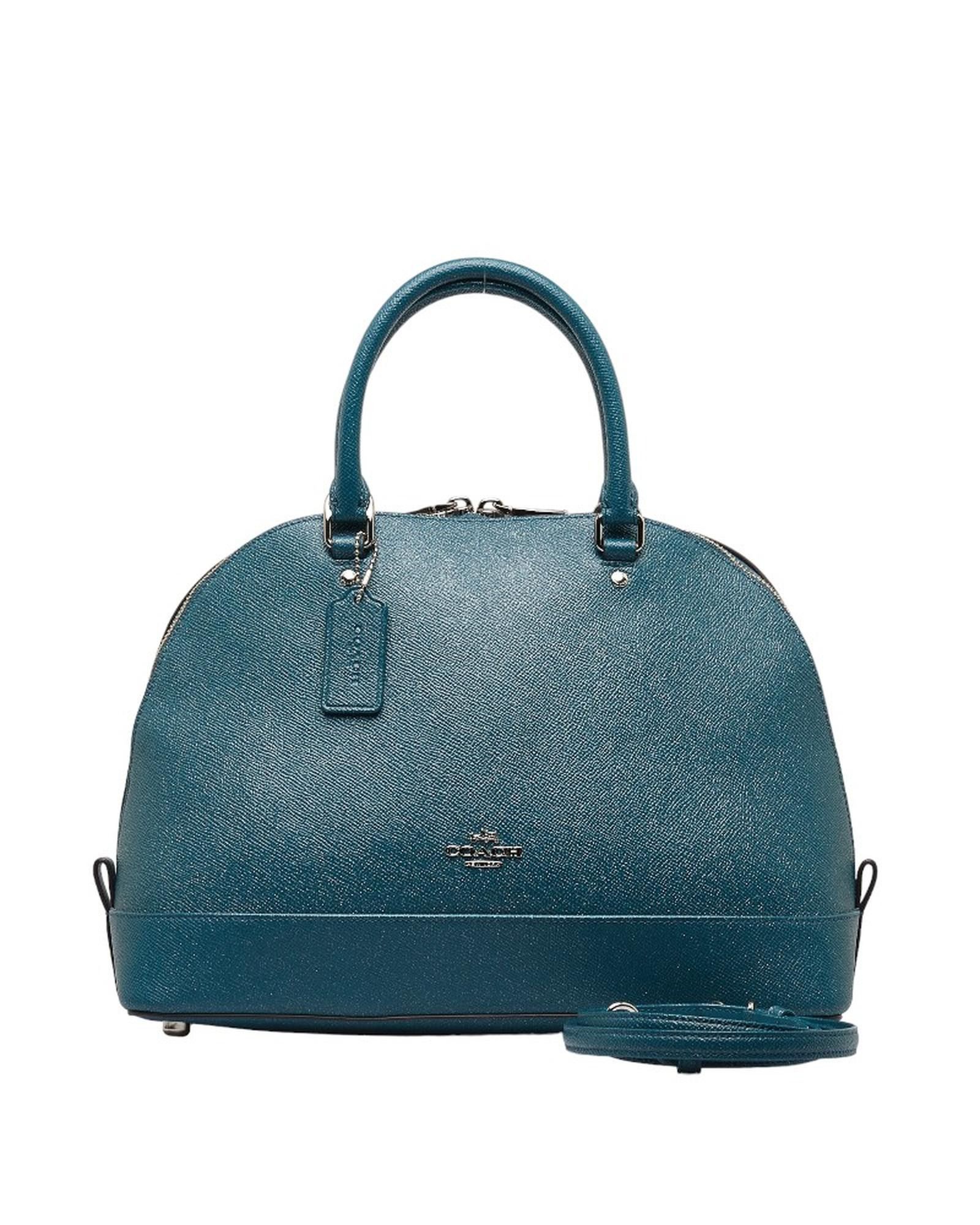 image of Coach Blue Leather Dome Satchel Bag, Women's