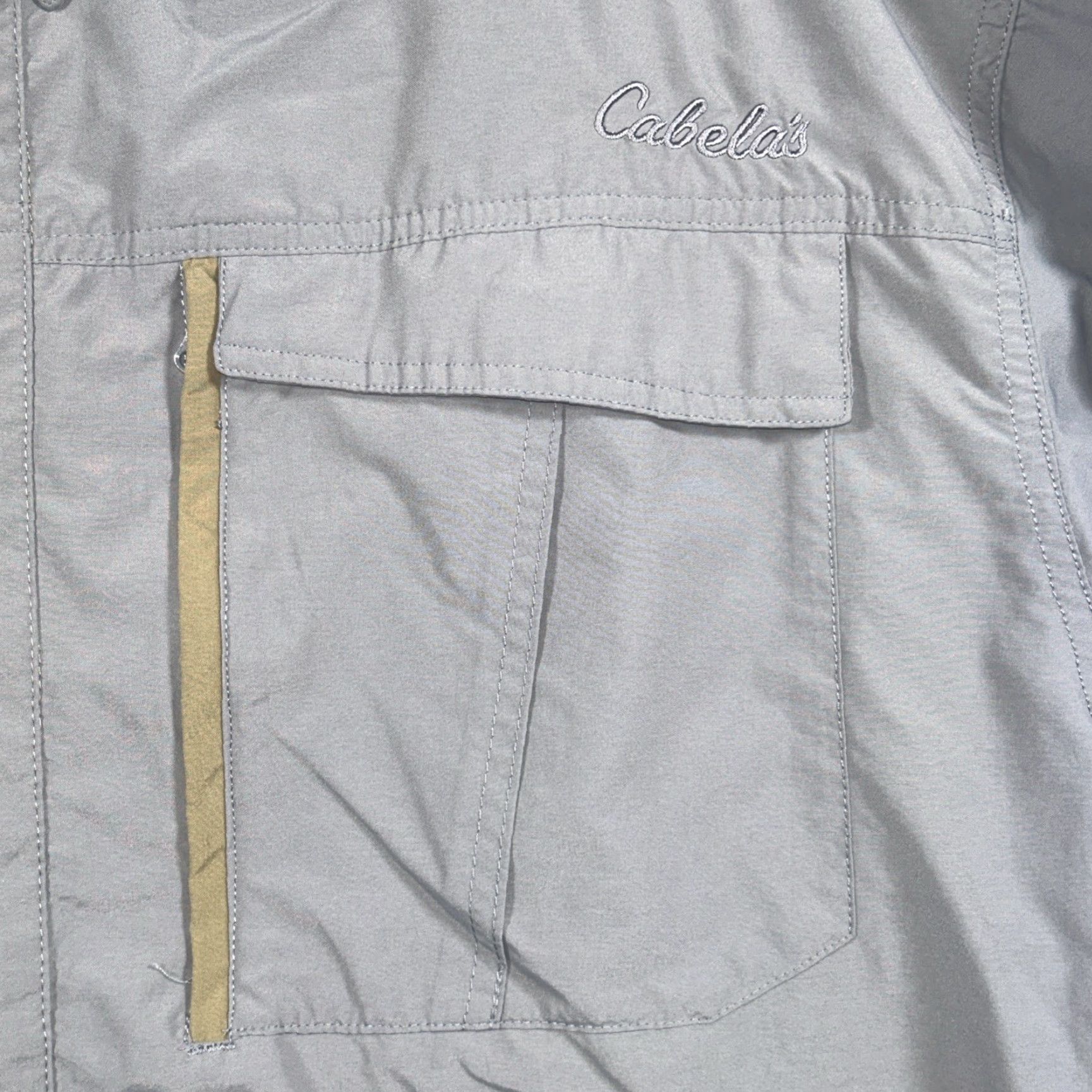 Vintage Cabela's Shirt 3XL Gray Long Sleeve Button-Down Pockets Ventilated Nylon Knit? Wait. Size US XXL / EU 58 / 5 - 4 Thumbnail