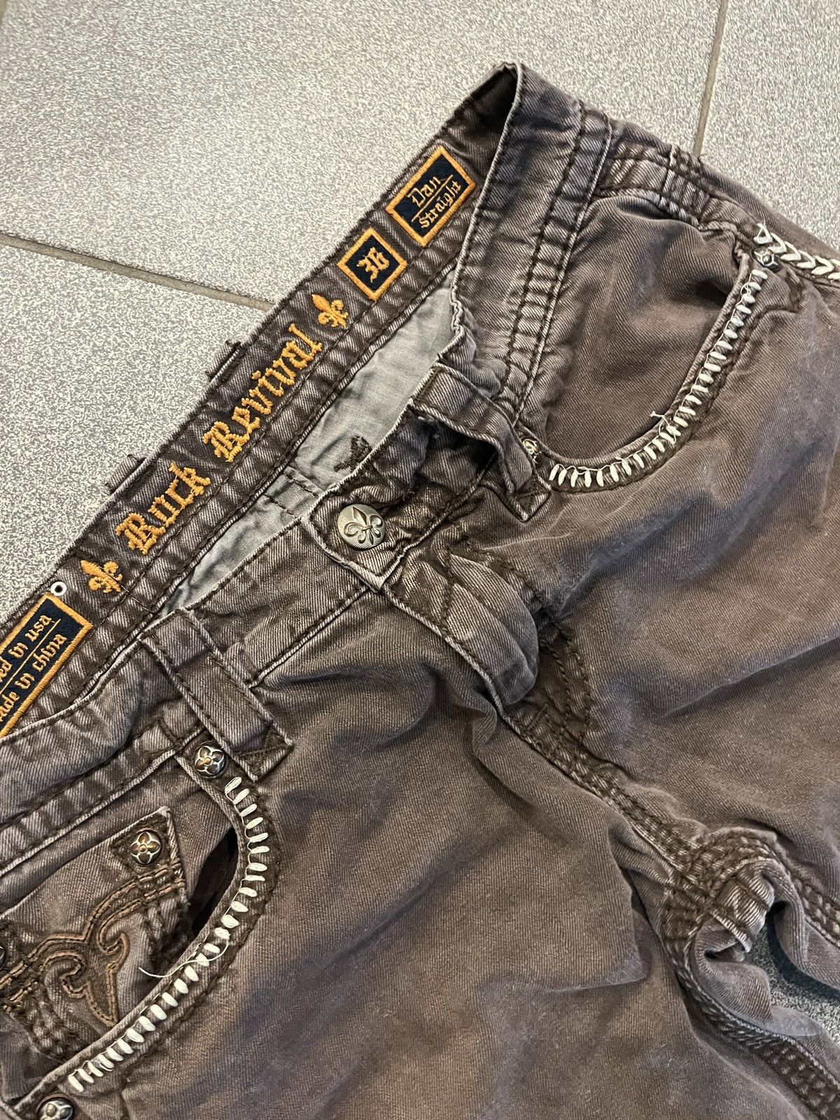 Rock Revival Rock revival brown denim white stitching Size US 36 / EU 52 - 3 Thumbnail