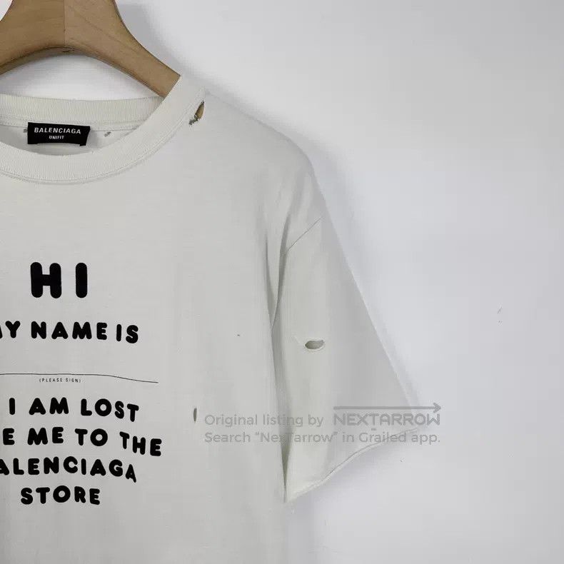 Balenciaga Balenciaga Grey white distressed ripped t-shirt Size US XL / EU 56 / 4 - 5 Thumbnail