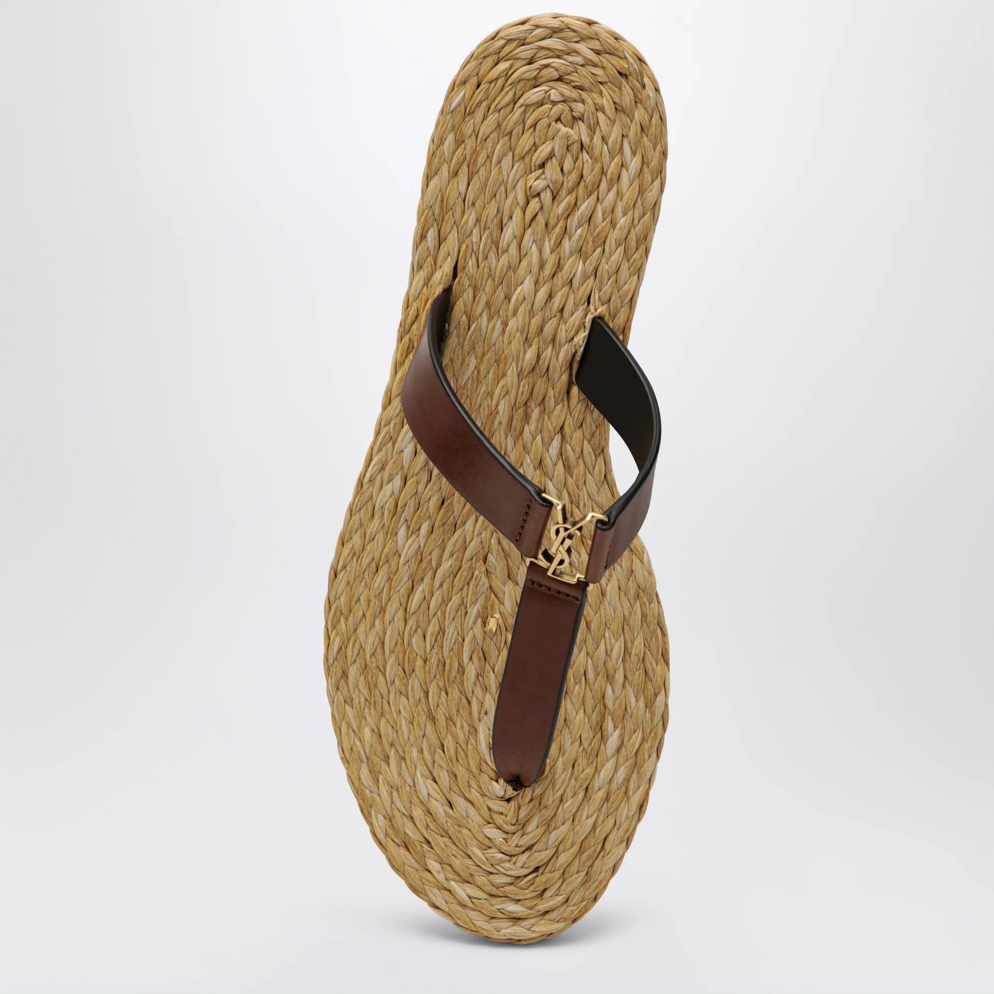 Saint Laurent Paris o1d2blof0526 Leather Thong Slippers in Brown/Beige Size US 7.5 / IT 37.5 - 3 Thumbnail