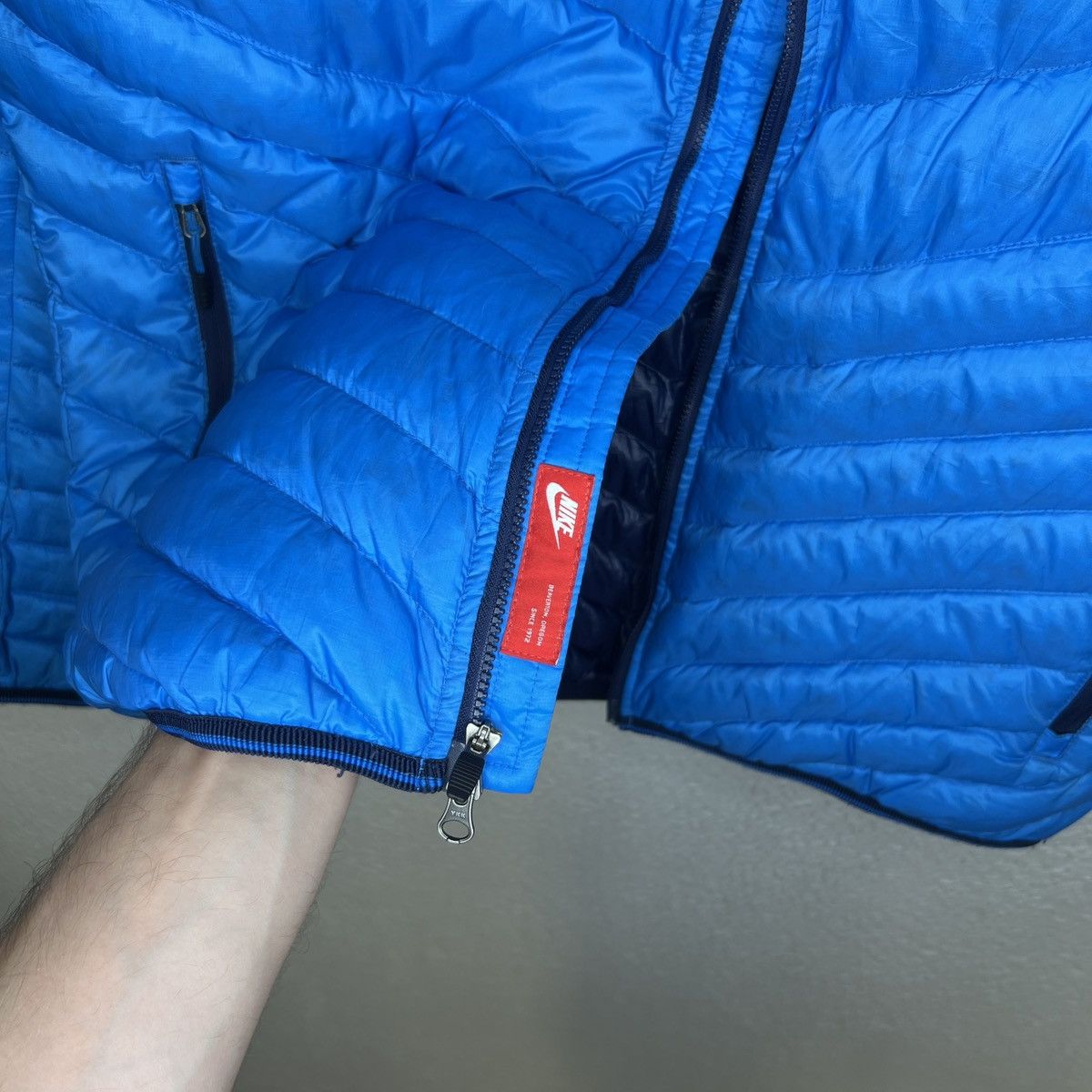 Nike Nike Tech Fleece Puffer Down Jacket Blue Log Rare Y2K Drill Size US M / EU 48-50 / 2 - 5 Thumbnail
