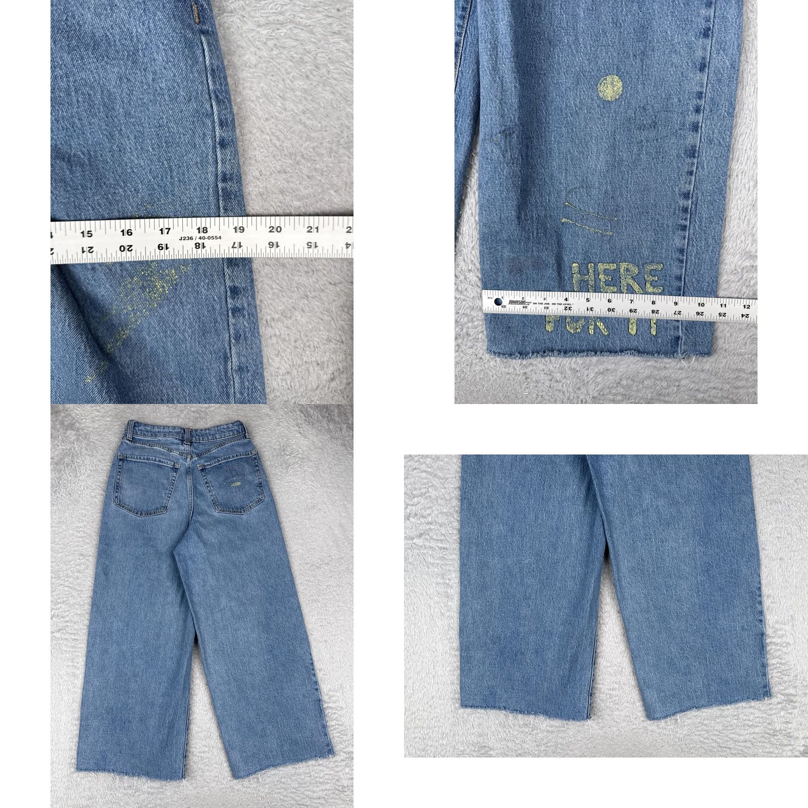 Vintage VINTAGE is not applicable; Wild Fable Jeans Womens 4 Blue High Rise Wide-Leg Crop Glitter Denim 90s Pockets 5-Pocket Design Zip Fly Size 27" / US 4 / IT 40 - 9 Thumbnail