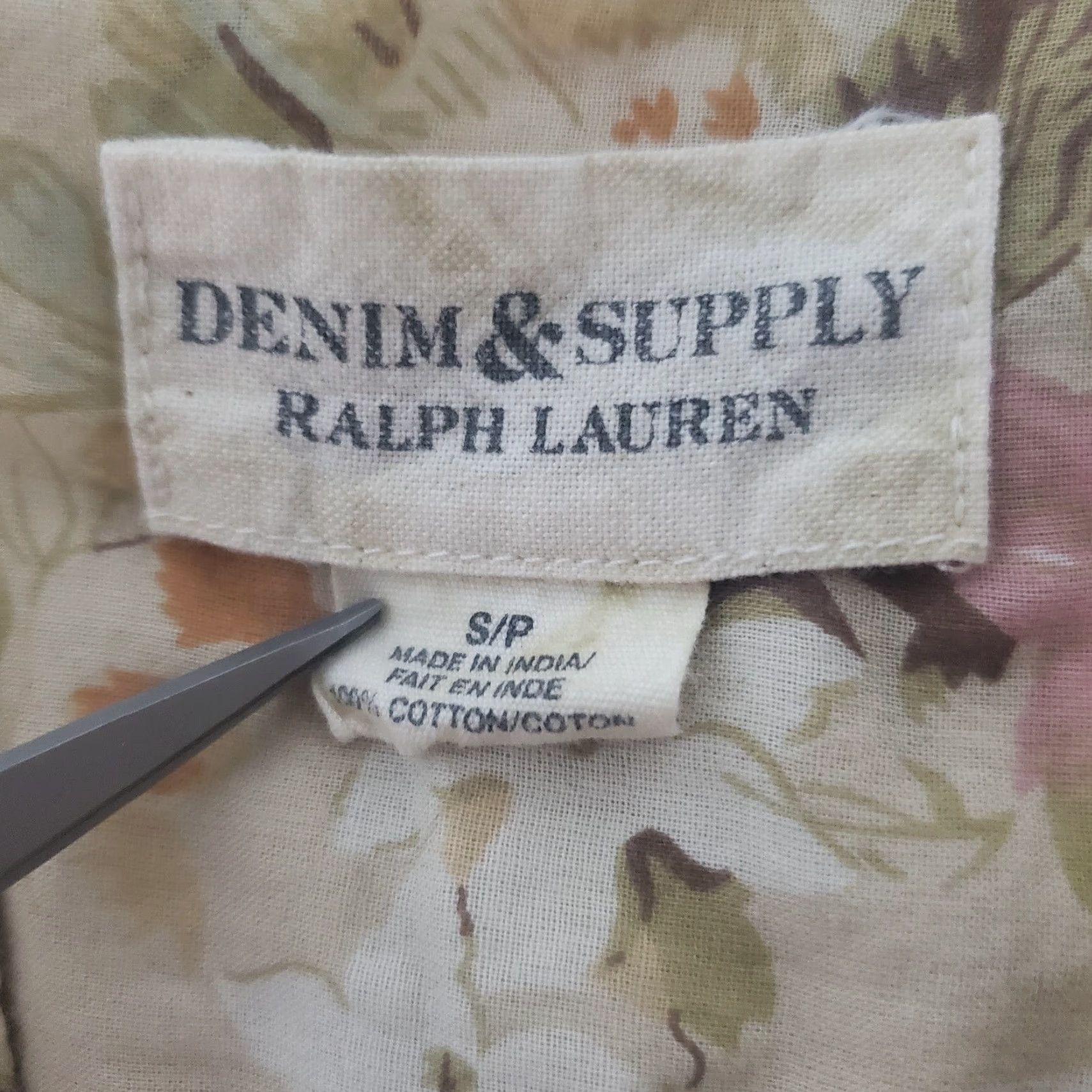 Vintage VINTAGE Denim & Supply Ralph Lauren Women Top Tan Floral Sheer 3/4 Sleeve Boho Size S Size S / US 4 / IT 40 - 3 Thumbnail