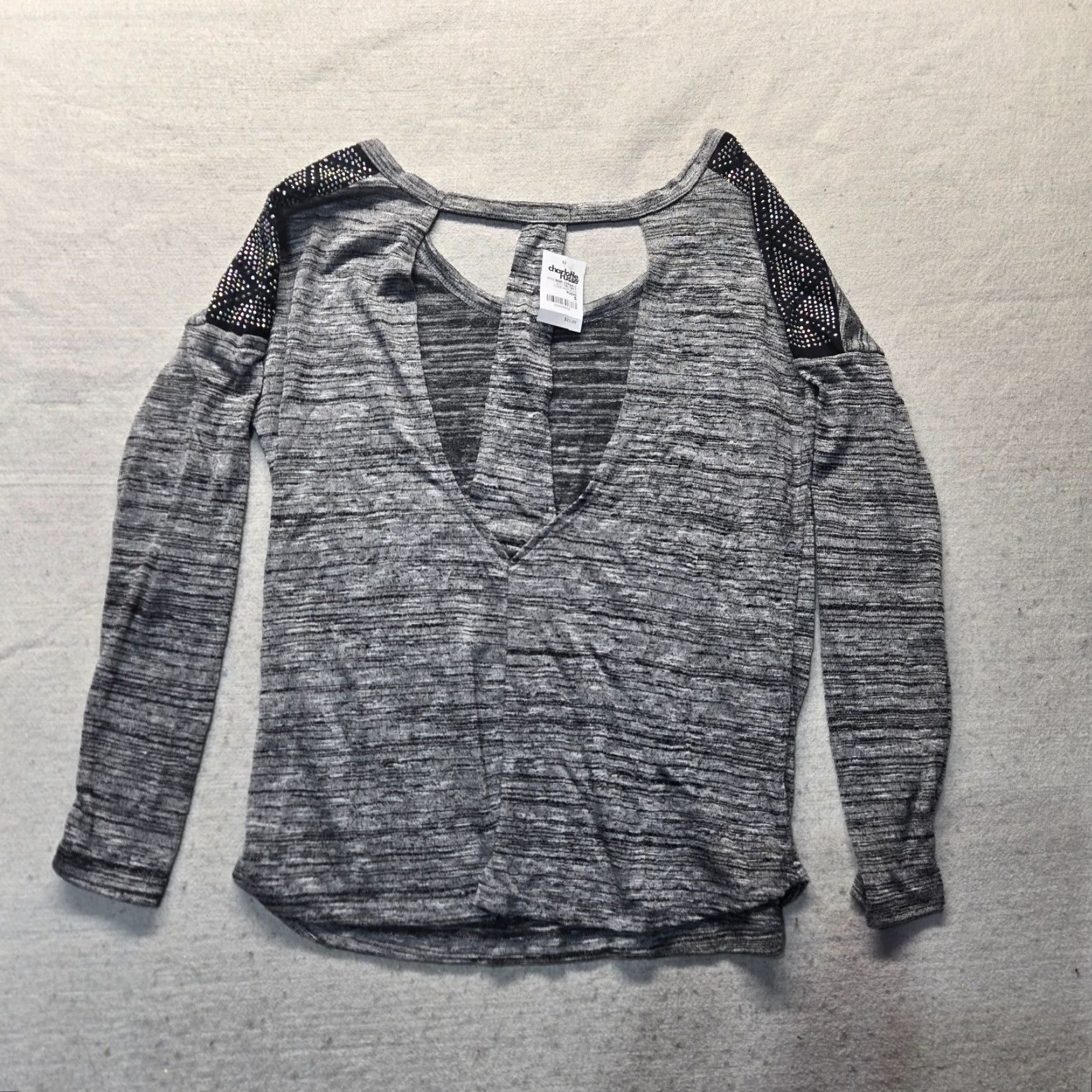 Vintage NEW CHARLOTTE RUSSE Shirt Top Gray Long Sleeve Size S Small Women's Size S / US 4 / IT 40 - 7 Thumbnail