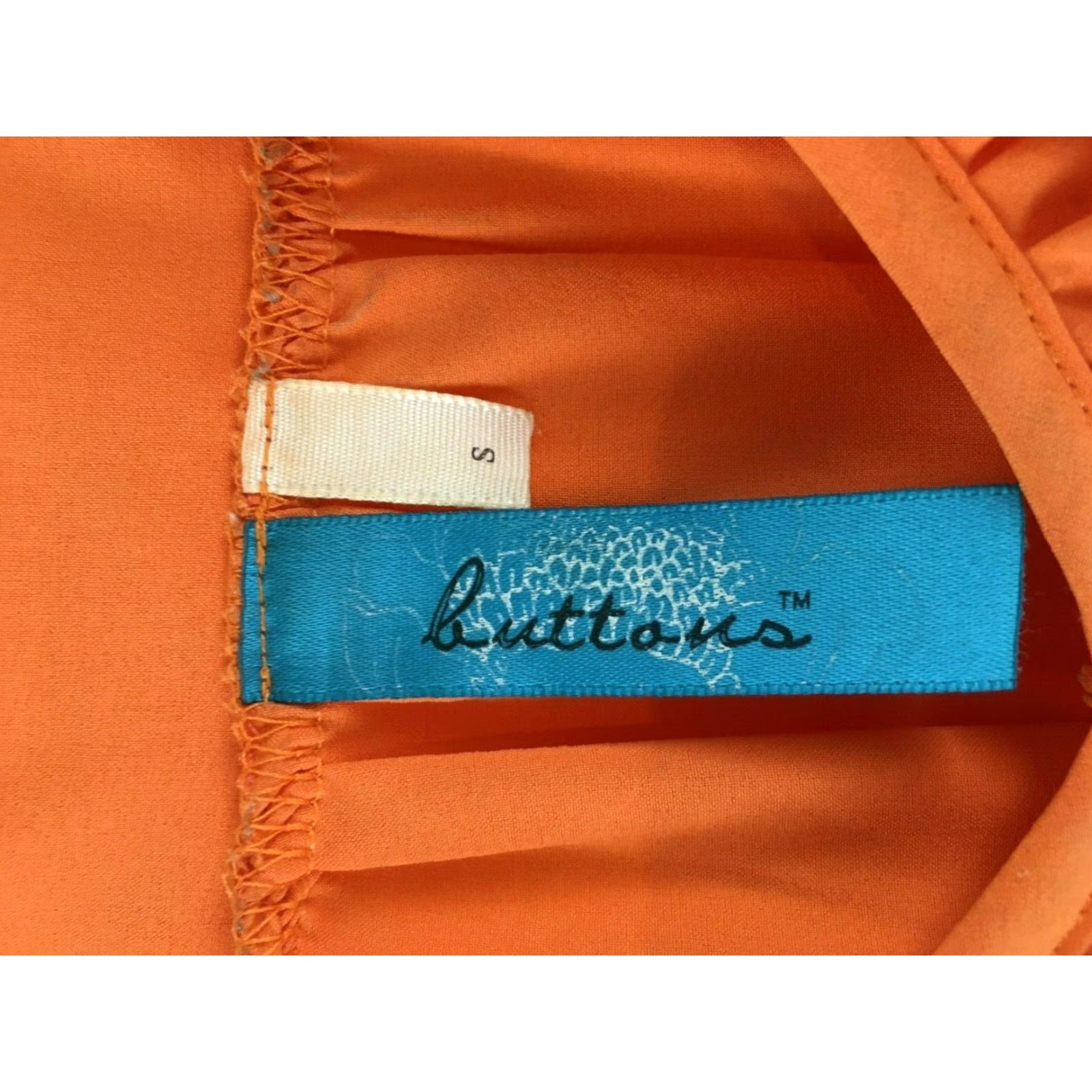 Vintage Buttons Dress Women Small Orange Yellow Ruffle Front Knee Length Elastic Waist Dress Size S / US 4 / IT 40 - 7 Thumbnail