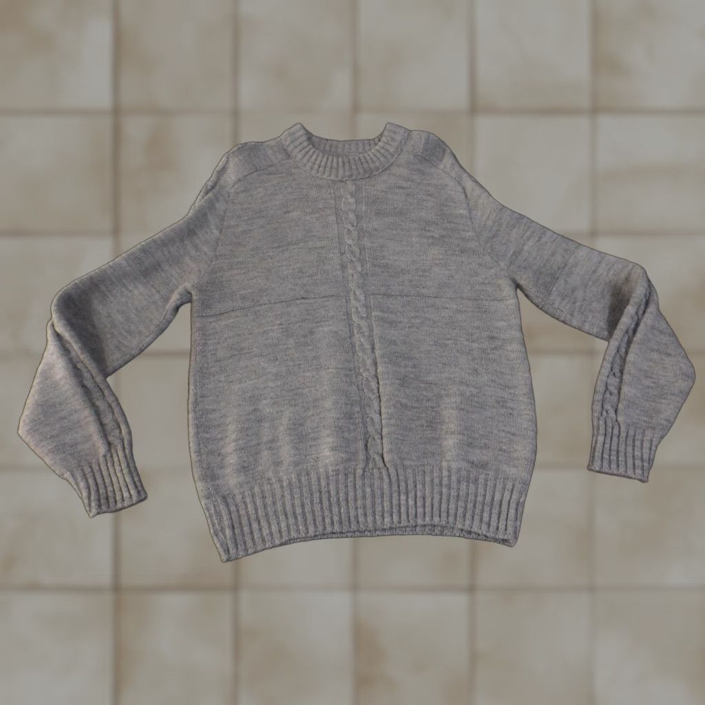 Vintage VINTAGE Lord Jeff Sweater Mens M Gray Cable Knit Crewneck Made USA Orlon Size US M / EU 48-50 / 2 - 1 Thumbnail