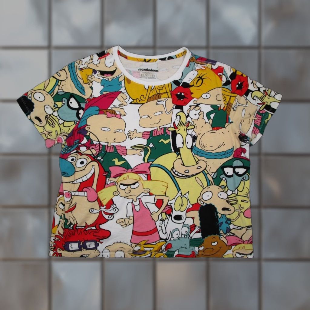 Nickelodeon Nickelodeon Shirt Women's 2X White Allover Print Rugrats Helga Chuckie Stimson Cartoon T-Shirt Size XXL / US 16-18 / IT 52-54 - 1 Thumbnail