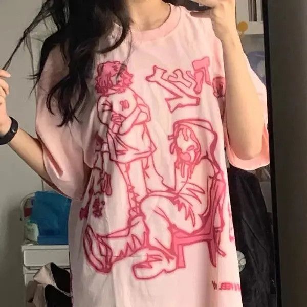 VIBE Streetwear Funny Anime Cartoon Graphic Oversized T-Shirt y2k Size US L / EU 52-54 / 3 - 5 Thumbnail