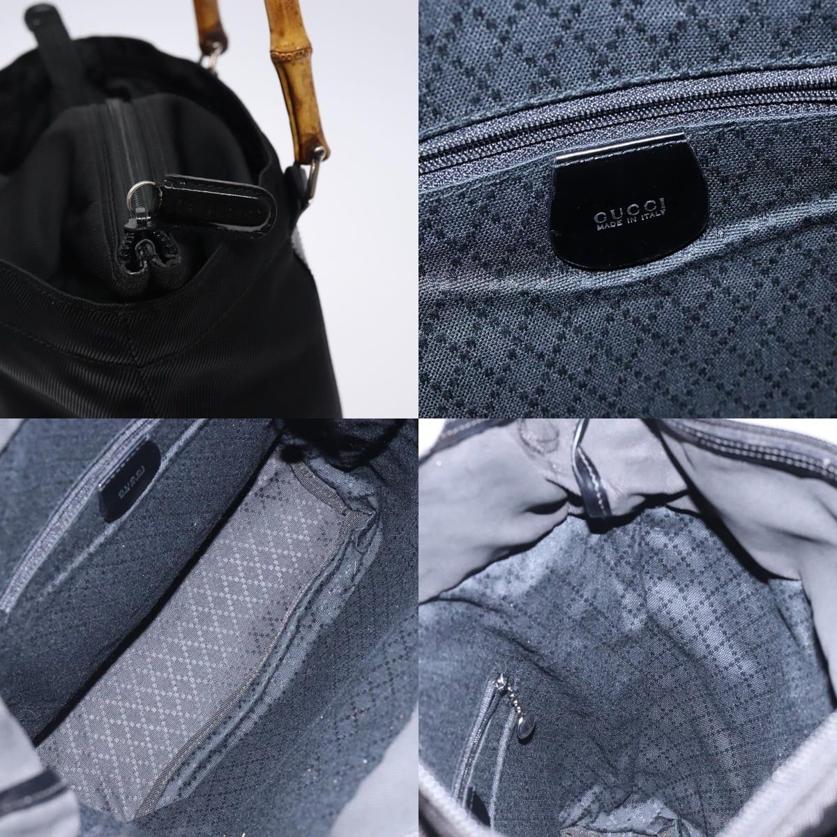 Gucci GUCCI Bamboo Tote Bag Nylon Black Silver 000 1998 000 1998 Size ONE SIZE - 11 Thumbnail