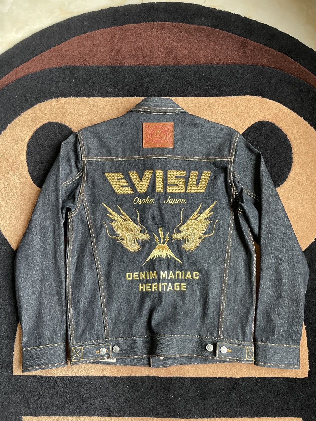 EVISU dragon x Fuji embroidery denim jacket！size：M