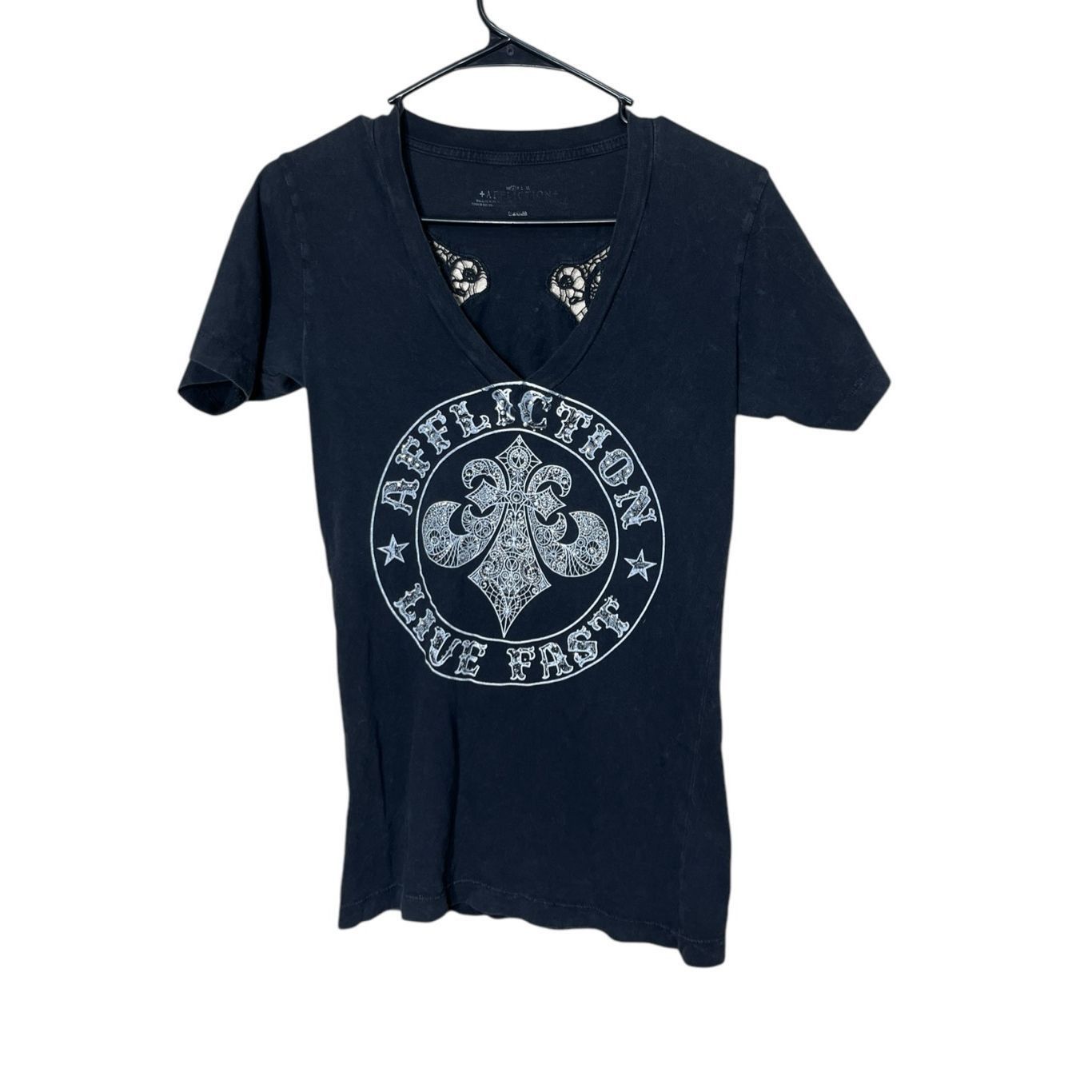 Affliction Affliction Black Angel Wings Bling Rhinestones Short Sleeve Shirt Size Small Size S / US 4 / IT 40 - 1 Thumbnail