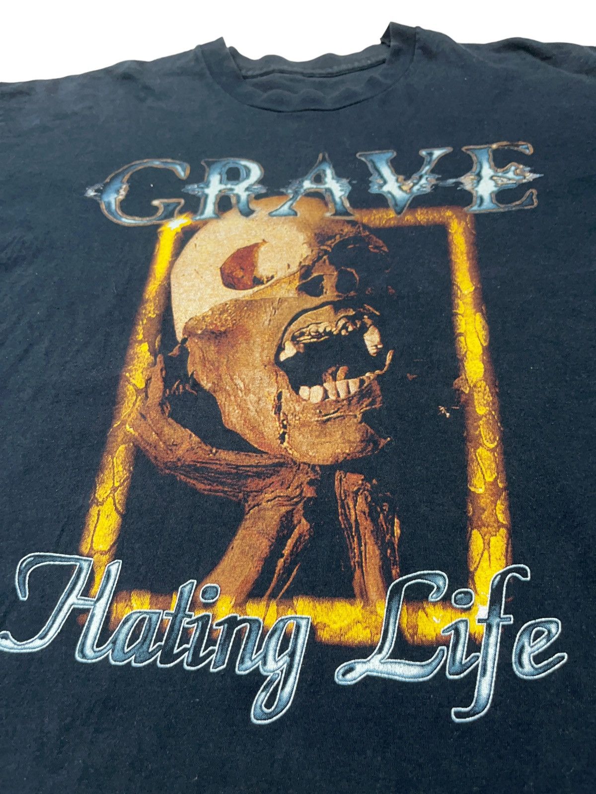 Band Tees Vintage 90s Grave Hating Life T-shirt Entombed Obituary Size US XL / EU 56 / 4 - 4 Thumbnail