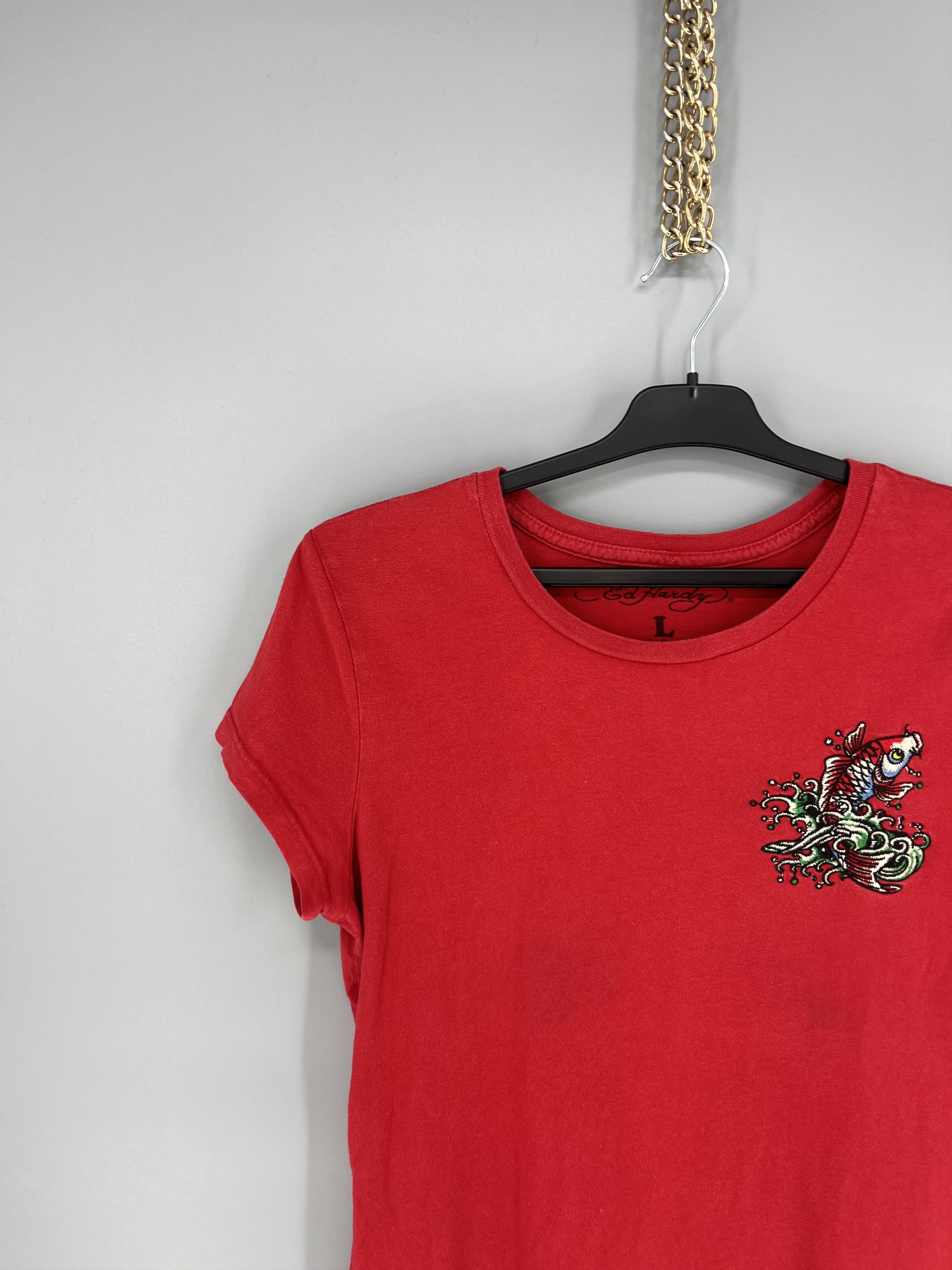 Affliction × Christian Audigier × Ed Hardy Vintage Y2K Christian Audigier Women’s Rhinestones T-Shirt Size L / US 10 / IT 46 - 4 Thumbnail