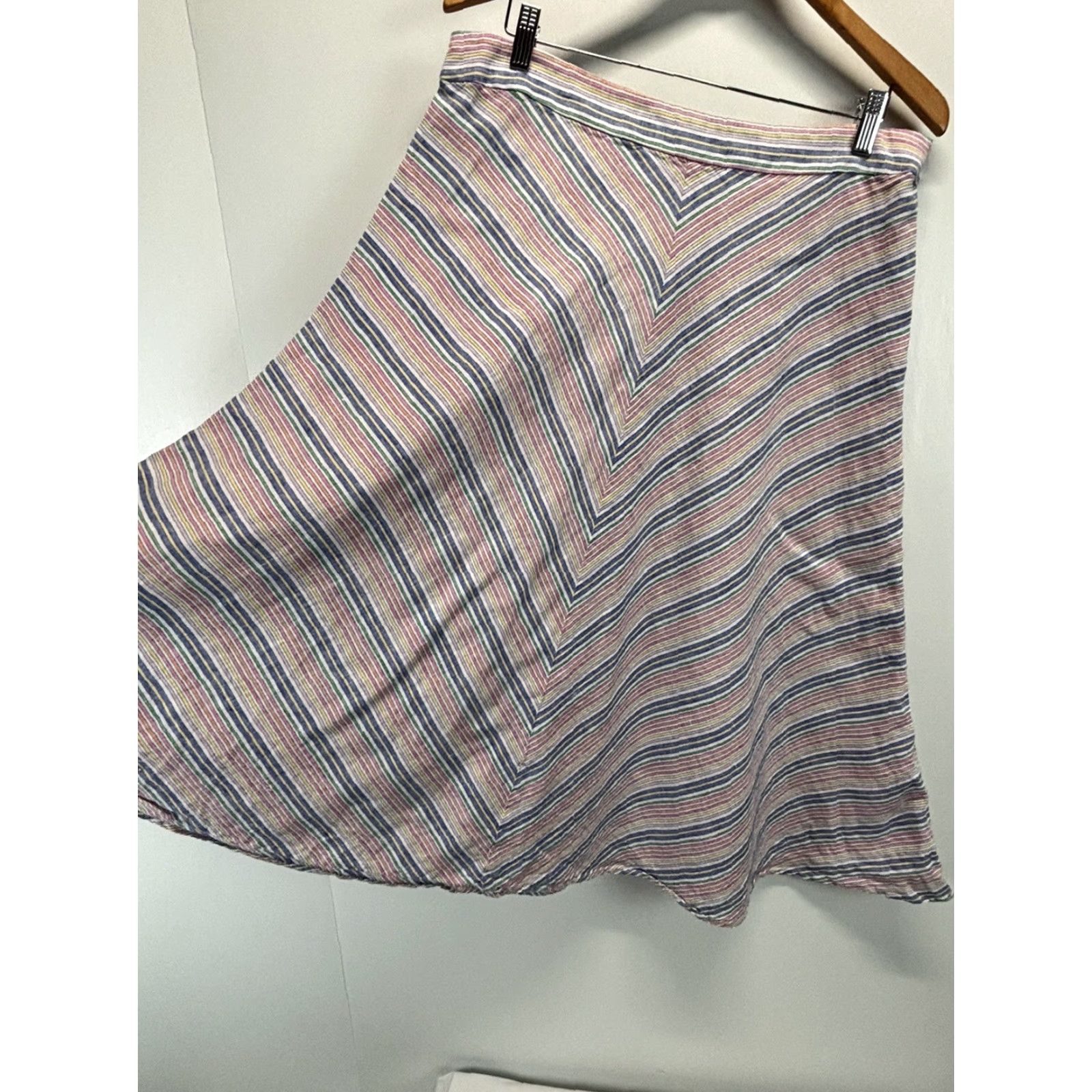 Talbots Talbots Striped Linen Blend Midi Skirt 16 Aline VGUC Size 38" / US 16 / IT 52 - 2 Thumbnail