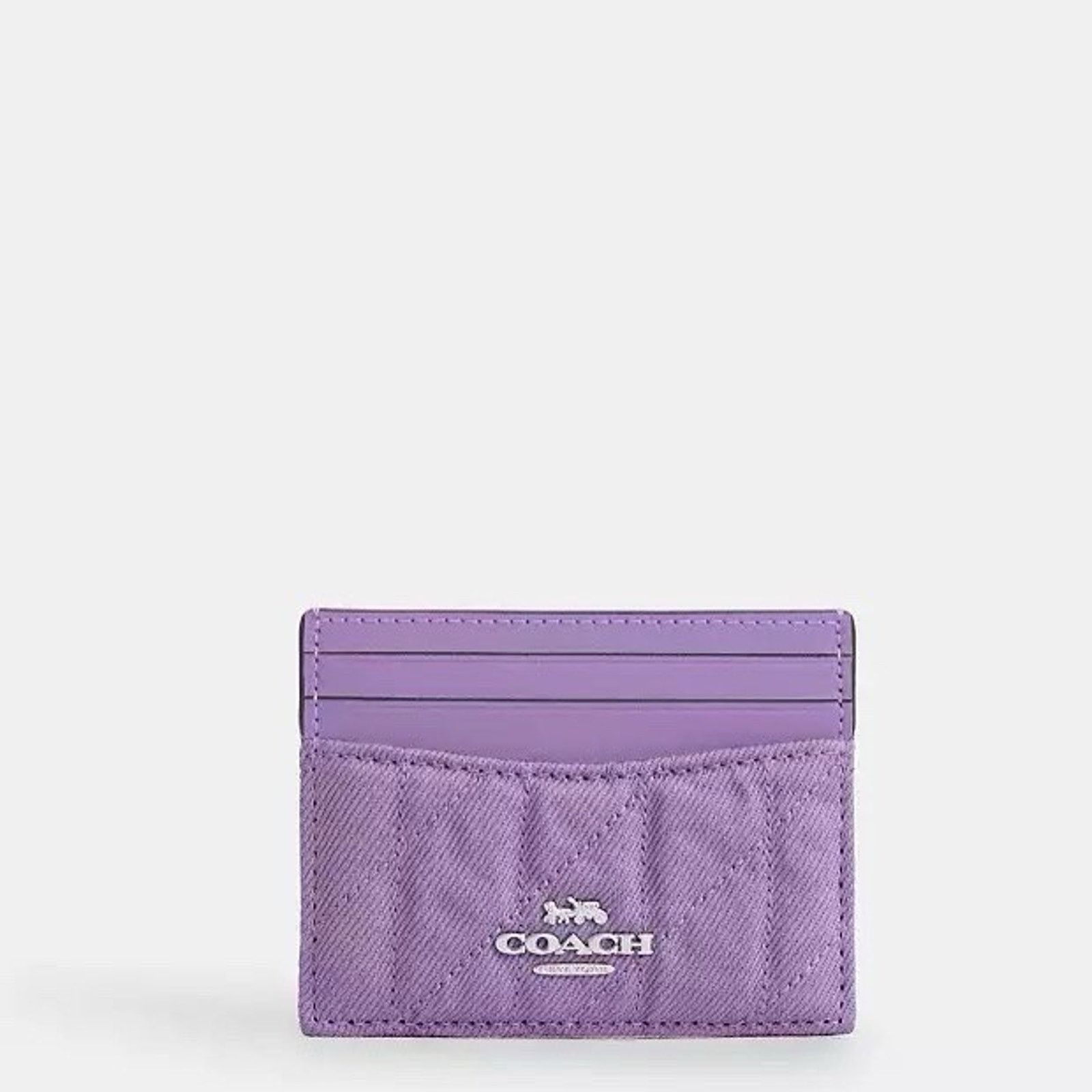 Coach NWT Coach Slim ID Card Case Denim Leather CBR13 Silver/Iris Size ONE SIZE - 3 Thumbnail