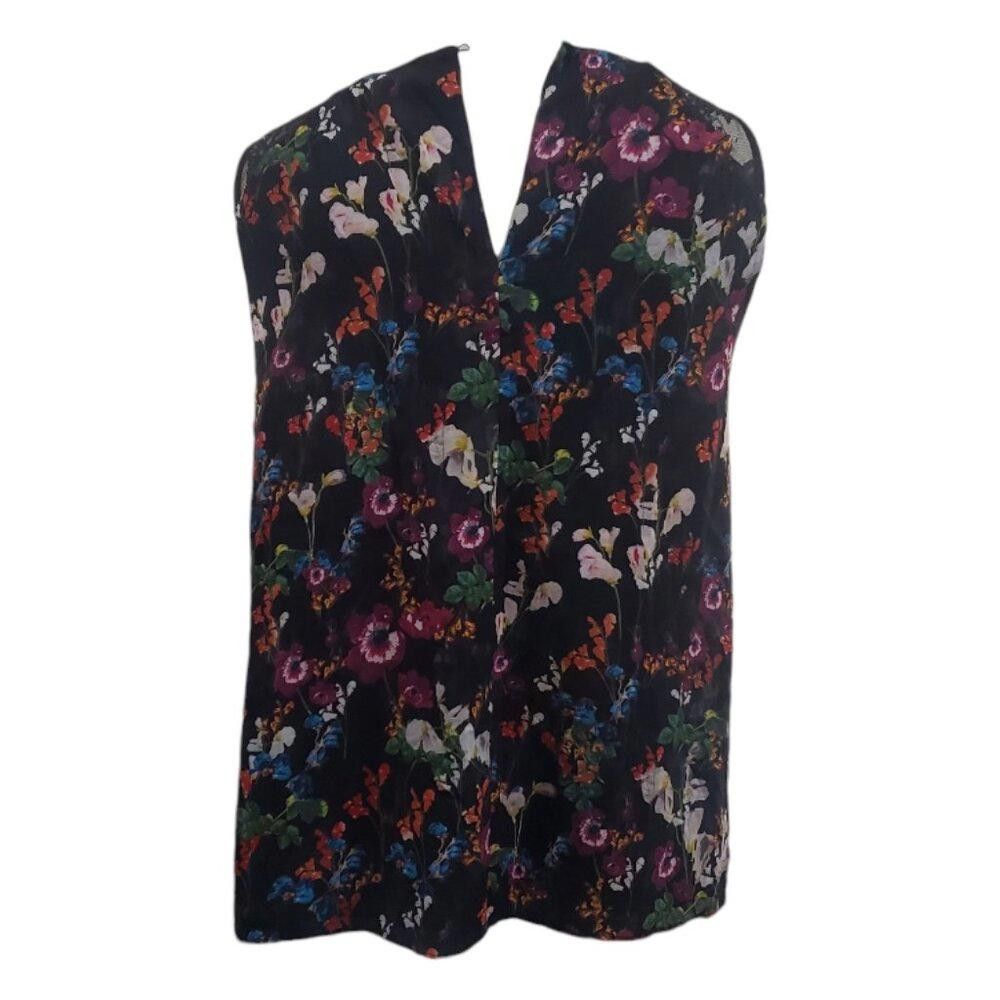 Designer CT1822 alice + olivia Black Floral Sleeveless Blouse S Size S / US 4 / IT 40 - 4 Thumbnail