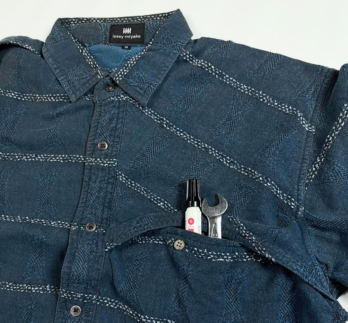 Issey Miyake 90s Issey Miyake IM Jacquard Pattern Shirt Size US M / EU 48-50 / 2 - 4 Thumbnail