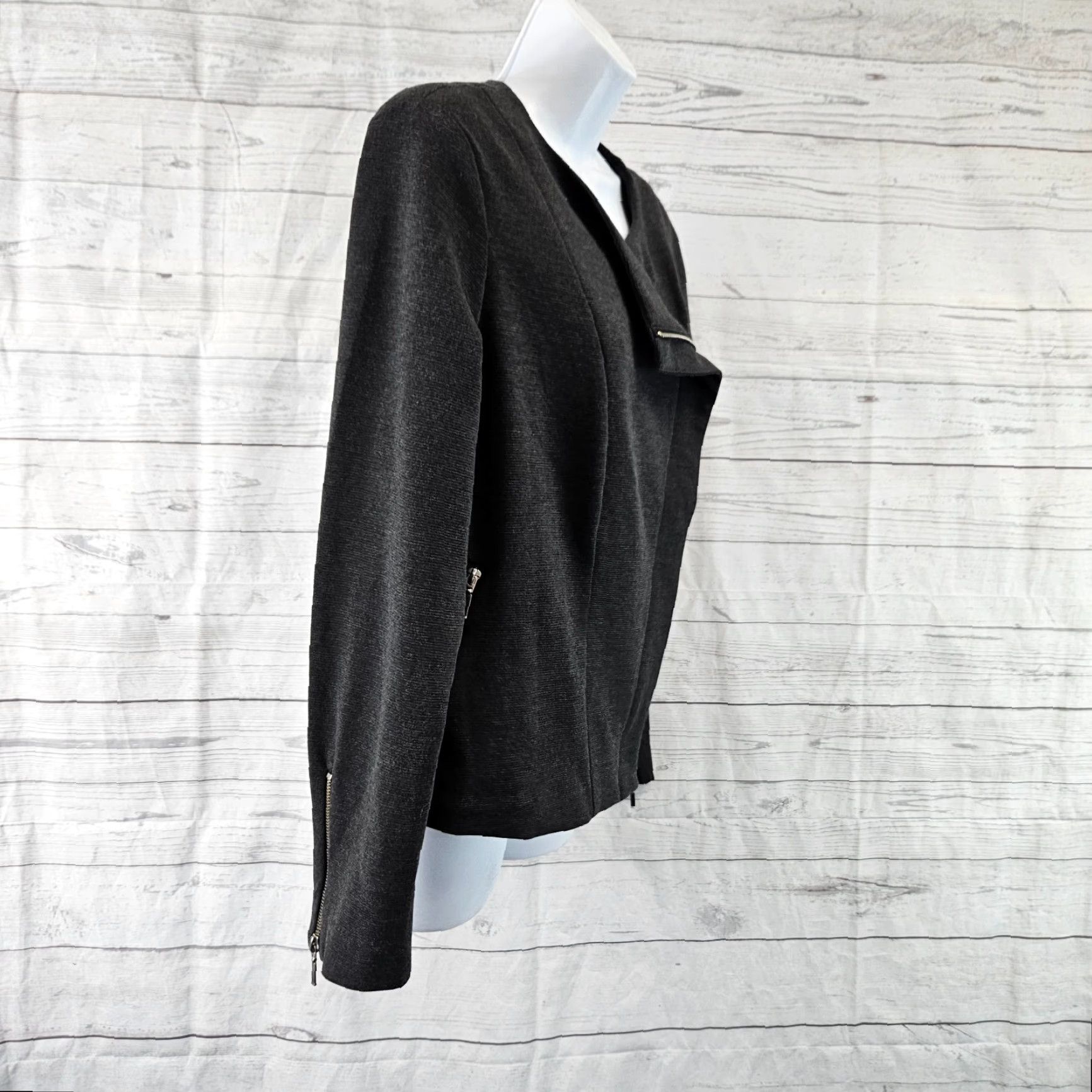 Vintage Christopher Banks Womens Jacket L Solid Gray Long Sleeve Zip Size L / US 10 / IT 46 - 4 Thumbnail