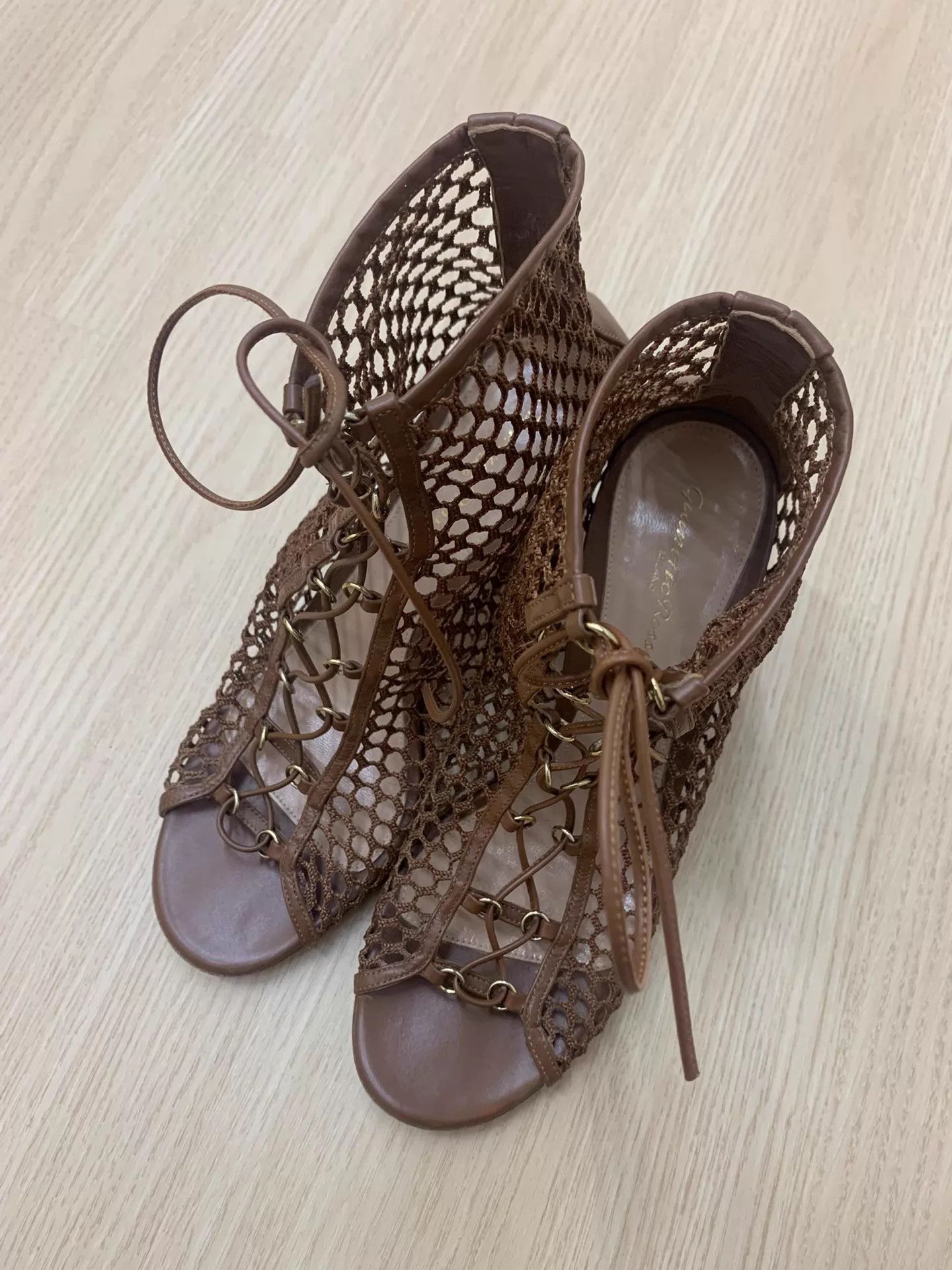 Gianvito Rossi Gianvito Rossi Brown Laced Mesh Heels 39.5 New Size US 9 / IT 39 - 1 Thumbnail