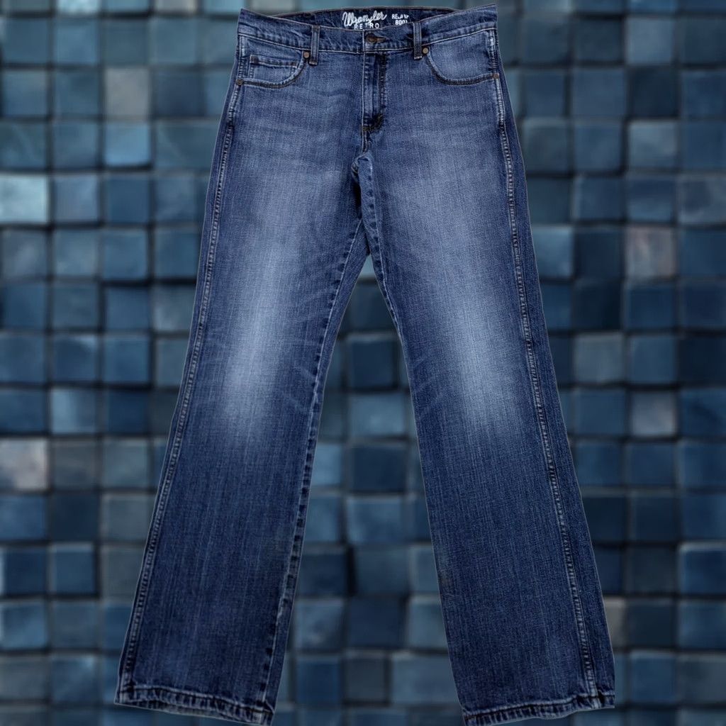 Wrangler VINTAGE Wrangler Retro Relaxed Boot Cut Western Jeans Men 35x35 Blue Denim Cotton Spandex 5-Pocket WRT20JH Mens Boots/ Cowboy style 90s/00s Size US 35 - 1 Thumbnail