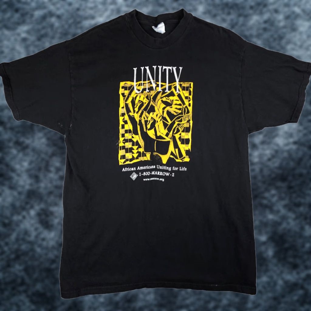 Hanes VINTAGE Hanes T-Shirt Mens XL Black 90s Y2K Unity African American Marrow Donor Shirt Size US XL / EU 56 / 4 - 1 Thumbnail