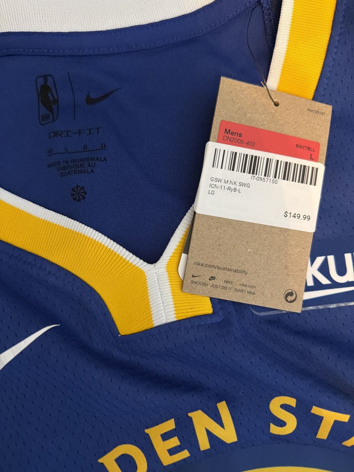 Nike Golden State Warriors KlayThompson 21-22 Icon Edition Jersey Size ONE SIZE - 9 Thumbnail