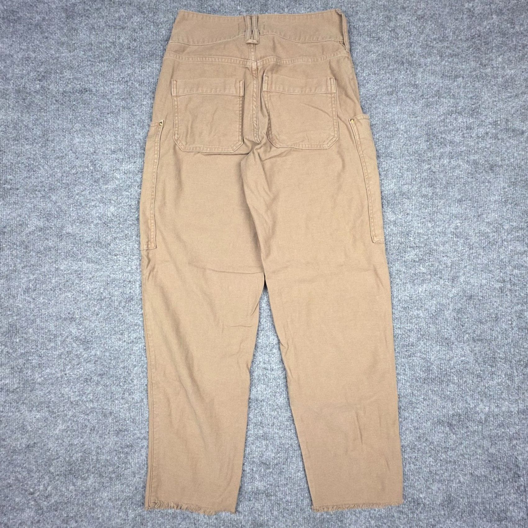 Frame FRAME Twisted Utility Pants Women's 24 Brown Workwear Frayed Hem 100% Cotton Pants Regular Women Size 42" / US 20 - 2 Thumbnail