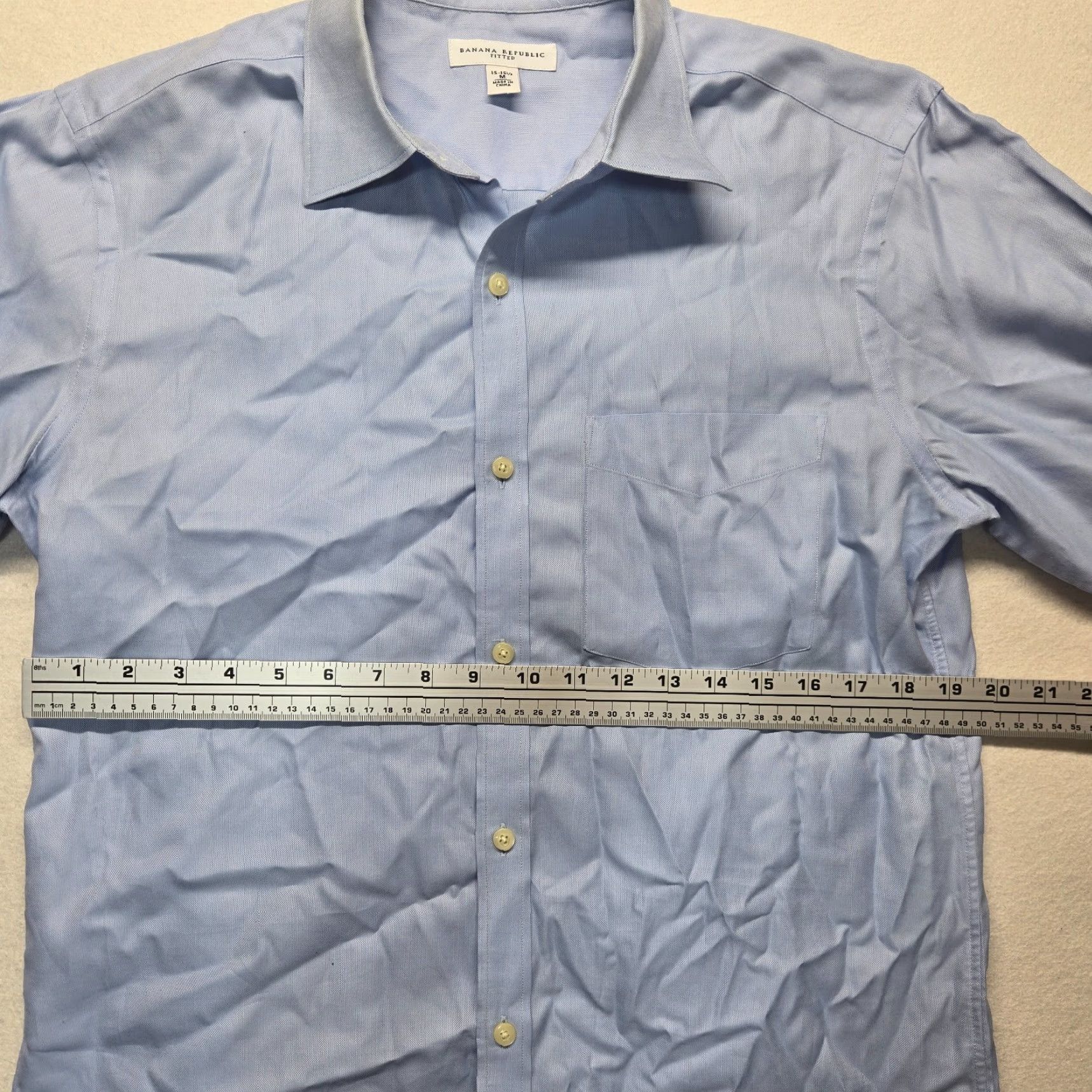 Banana Republic VINTAGE Banana Republic Men's Dress Shirt Slim Fit Button-Up Blue 15.5 Neck Business Casual Office Mens Size 40R - 4 Thumbnail