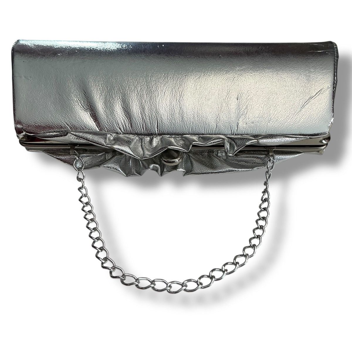 Other Vintage Silver Ruffled Opening Clutch Evening Bag Handbag Size ONE SIZE - 8 Thumbnail