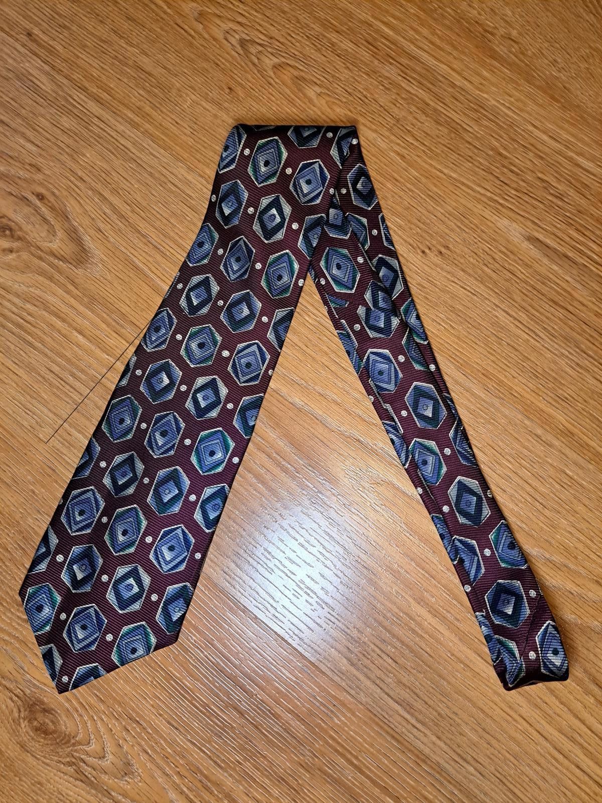Robert Talbott HANDMADE Robert Talbott Silk Tie Mens Burgundy Geometric Size ONE SIZE - 7 Thumbnail