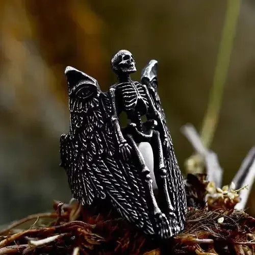Jewelry Skull Angel Ring Skull Wings Ring🔥🔥🔥 Size ONE SIZE - 3 Thumbnail