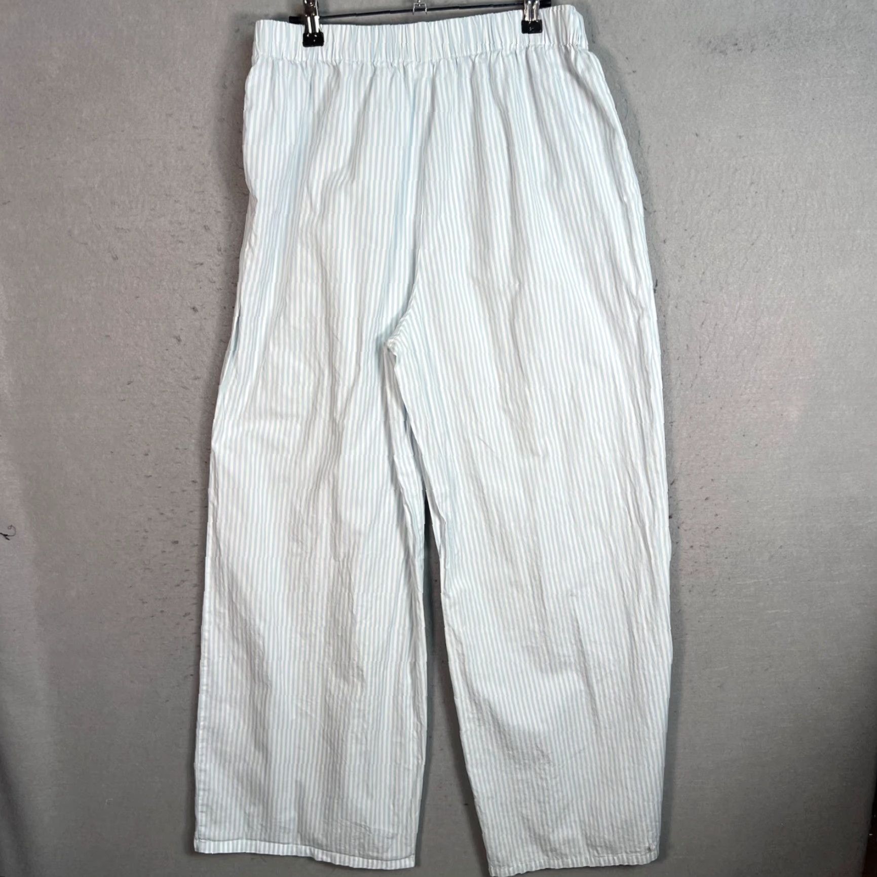 Vintage Lovers + Friends Womens Pants Blue White Striped Cotton Wide-Leg Ankle 30in Inseam M Medium 28in Waist Womens Size 32" / US 10 / IT 46 - 2 Thumbnail