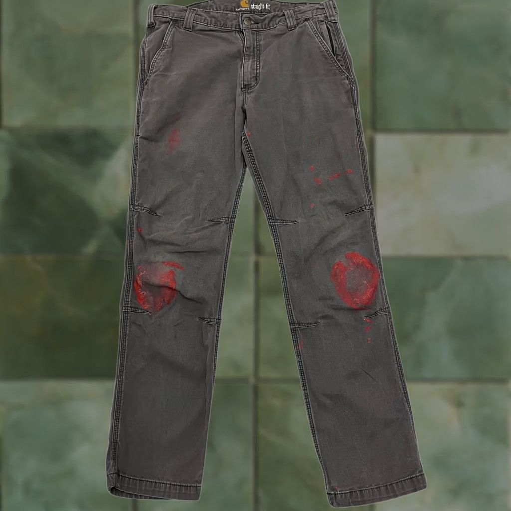 Carhartt Carhartt Carpenter Trousers Mens 33W 30L Grey Straight Fit Stretch Workwear Size US 33 - 1 Thumbnail