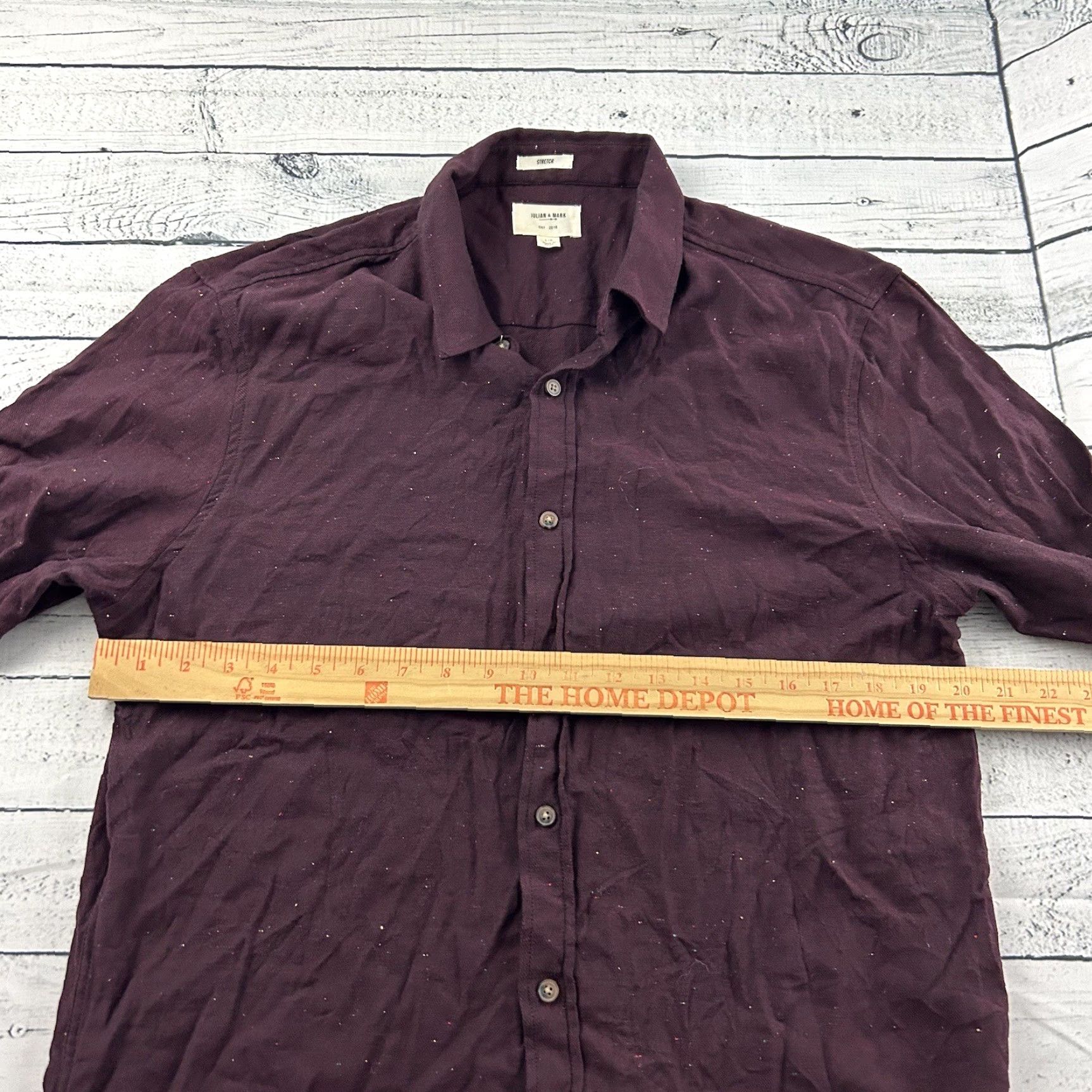 Vintage Julian & Mark Shirt Long Sleeve Button-Up Men L Maroon Purple Stretch Cotton Button Front Size US L / EU 52-54 / 3 - 4 Thumbnail