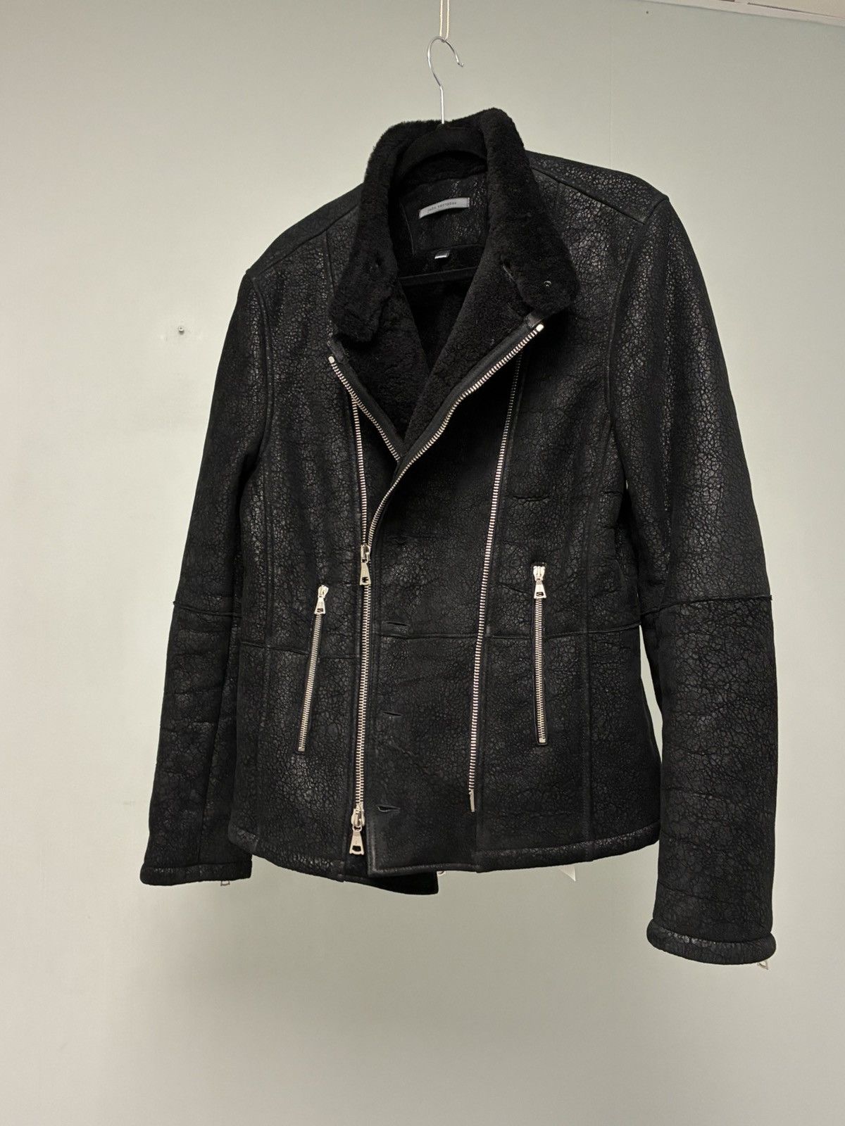 John Varvatos Asymmetrical Biker Shearling Jacket EU 50 USA 40 Size US M / EU 48-50 / 2 - 21 Thumbnail