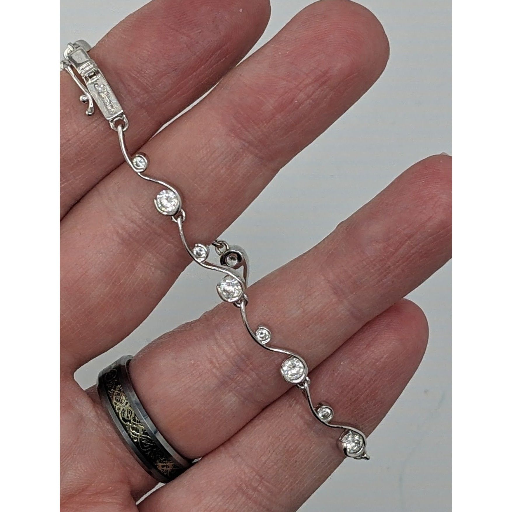 Other Vintage Whimsical Signed Sterling Silver & Cubic Zirconia Br Size ONE SIZE - 8 Thumbnail