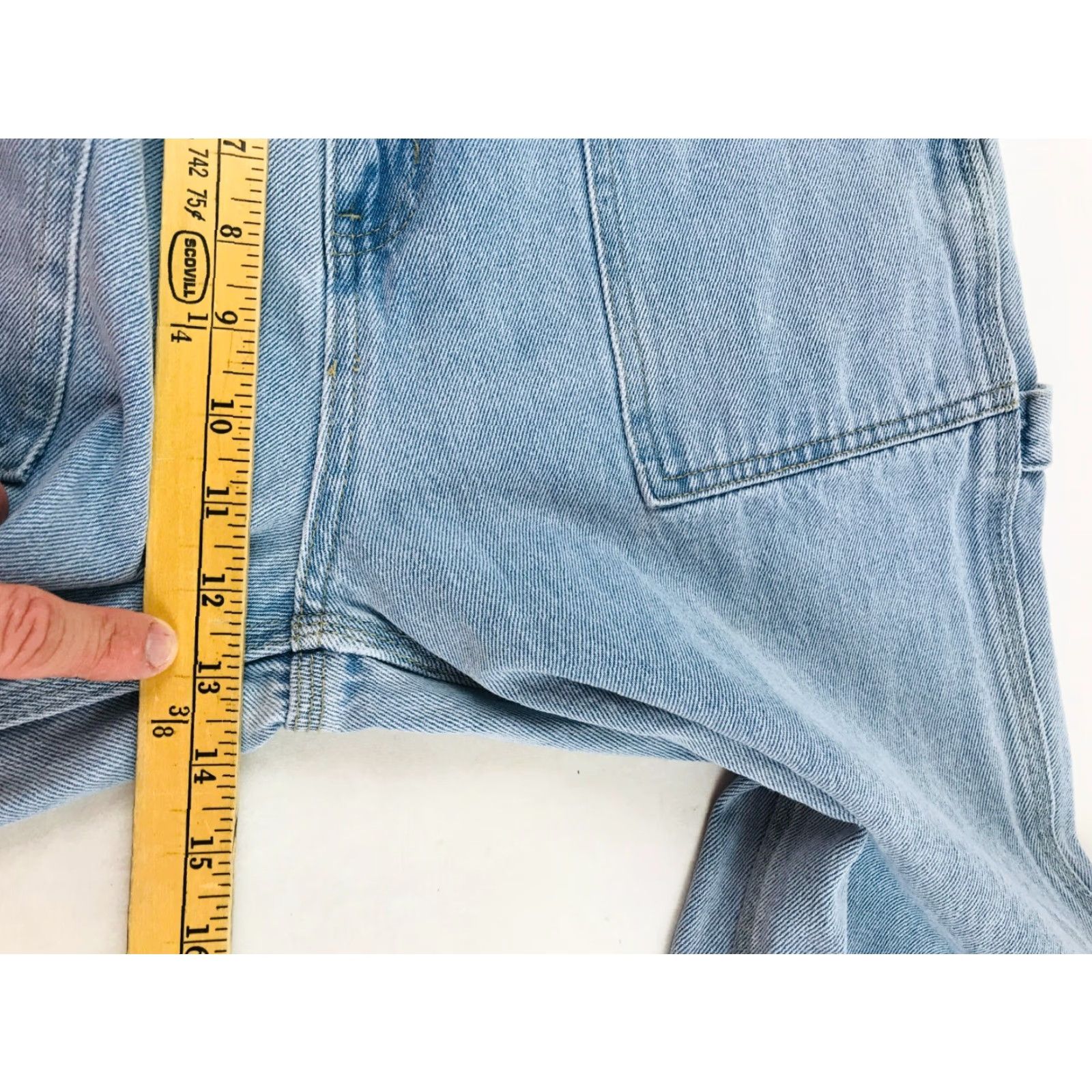 Vintage Simple Society Jeans Women 30x27.5 Blue Denim Cropped Raw Hem Carpenter Size 30" / US 8 / IT 44 - 5 Thumbnail