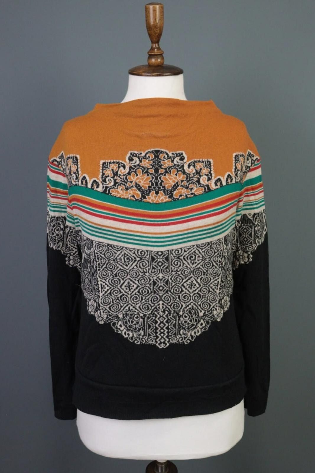 Ivko Pullover Intarsia Pattern Knit Wool Sweater Size 38 / M