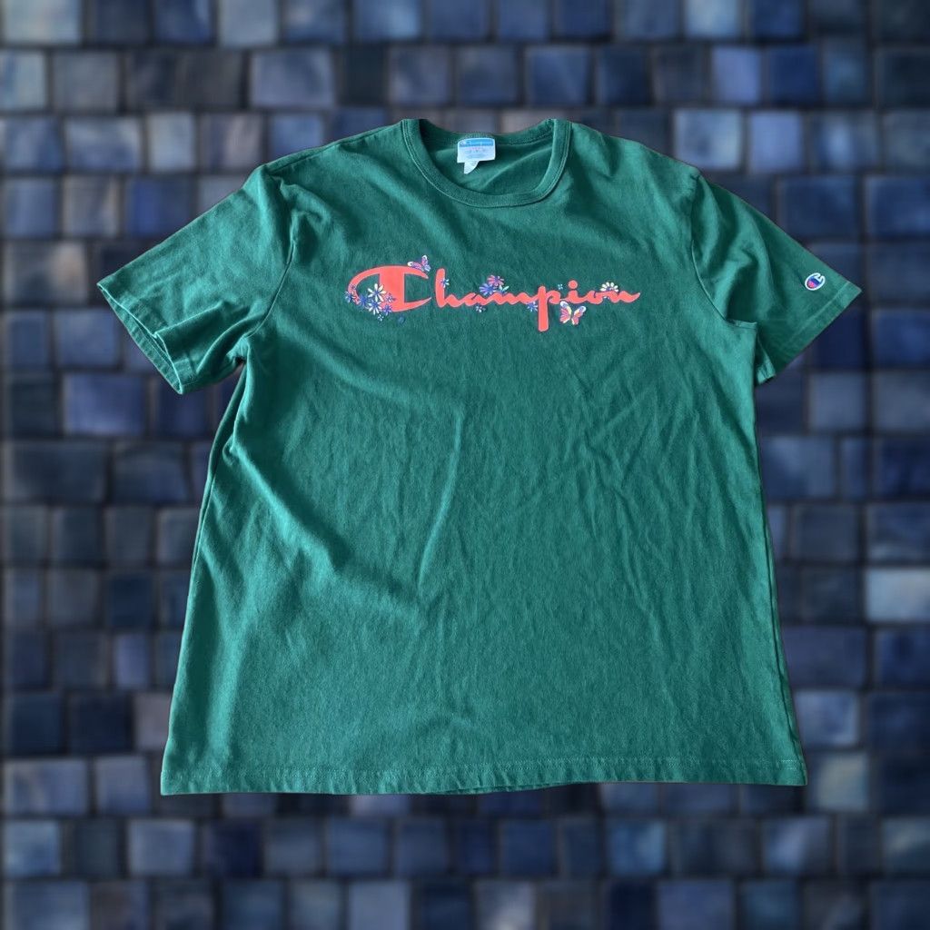 Champion Champion Beefy Spellout Graphic Tee Shirt Mens Large Green Short Sleeve Crewneck Size US L / EU 52-54 / 3 - 1 Thumbnail