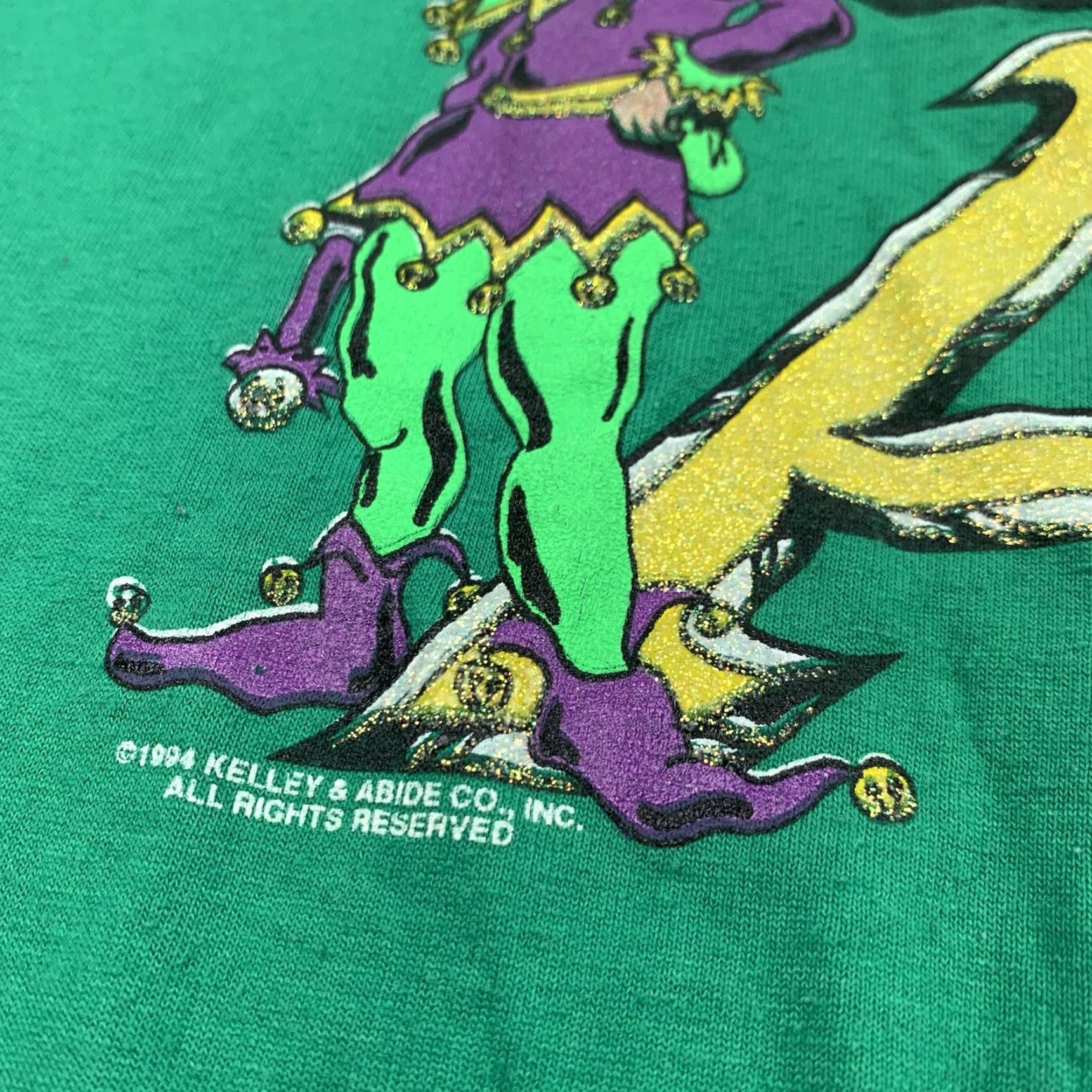 Hanes VINTAGE Mardi Gras Shirt Mens Adult L Green 90s Hanes T-Shirt Crew Neck Short Sleeve USA Size US L / EU 52-54 / 3 - 3 Thumbnail