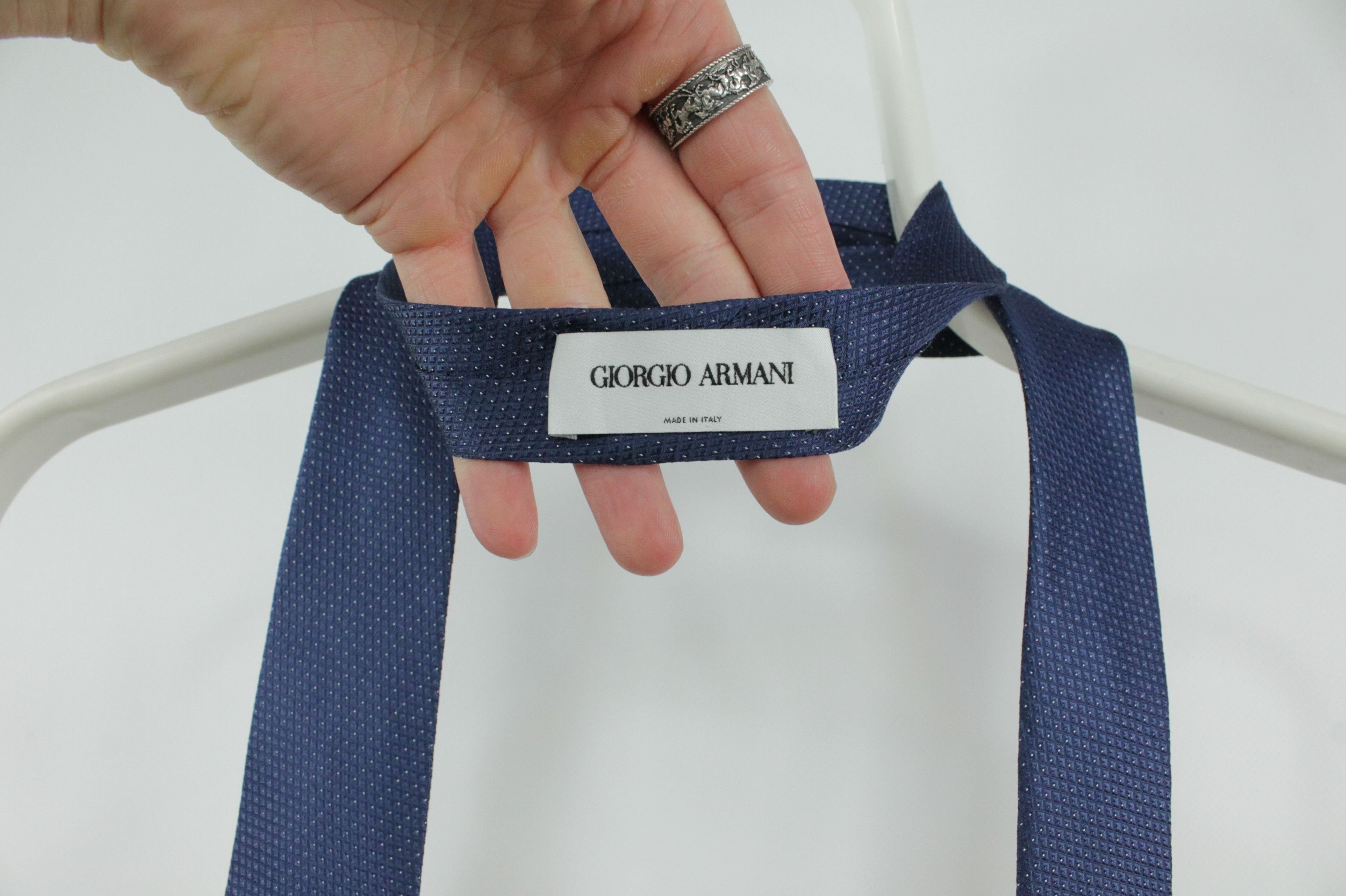 Giorgio Armani Giorgio Armani Textured Blue Silk Tie Size ONE SIZE - 6 Thumbnail