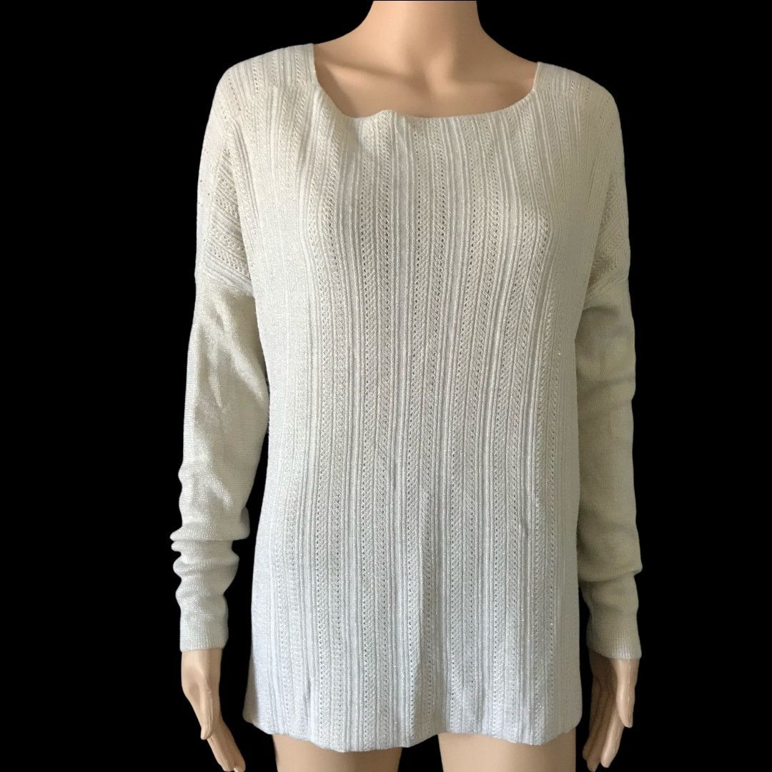 Derek Lam 10 Crosby NEW Derek Lam 10 Crosby Ivory Lurex Crossover Knit Top S Size S / US 4 / IT 40 - 2 Thumbnail