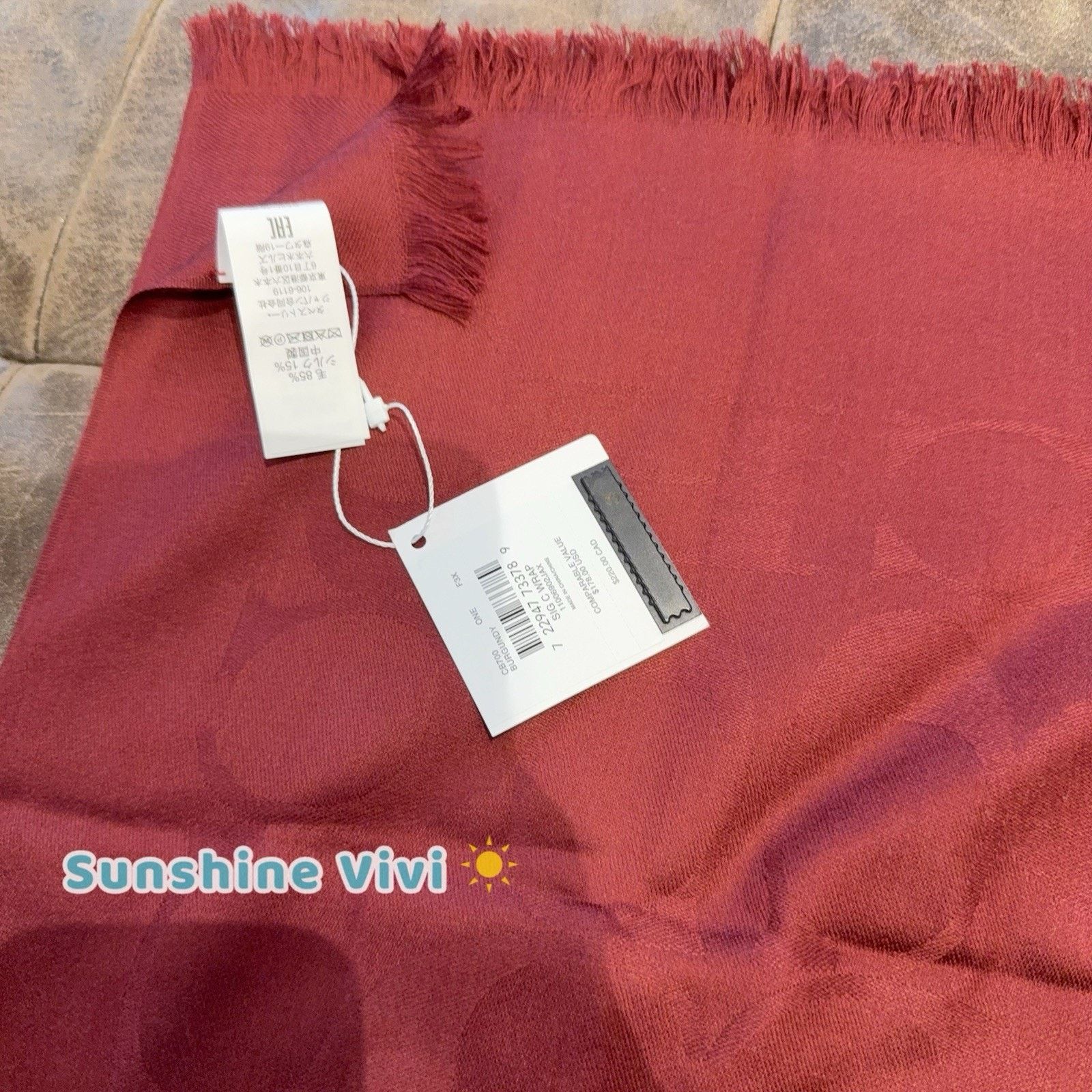 Coach NWT Coach Women's Signature Wrap Fringe Scarf CB700 Burgundy Size ONE SIZE - 2 Thumbnail