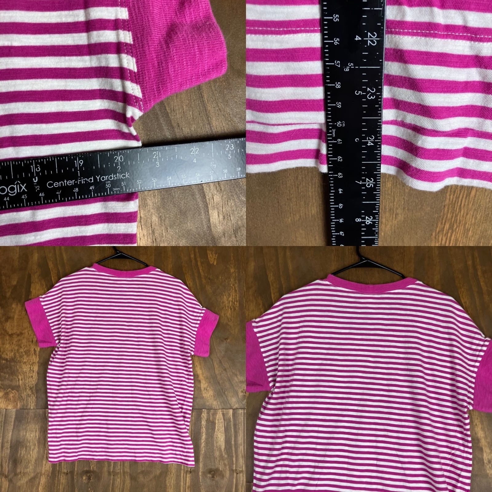 Vintage CAbi Shirt Pink White Striped Scoop Neck 100% Cotton Short Sleeve M Women Casual Workwear Modern Classic T-Shirt Size M / US 6-8 / IT 42-44 - 8 Thumbnail